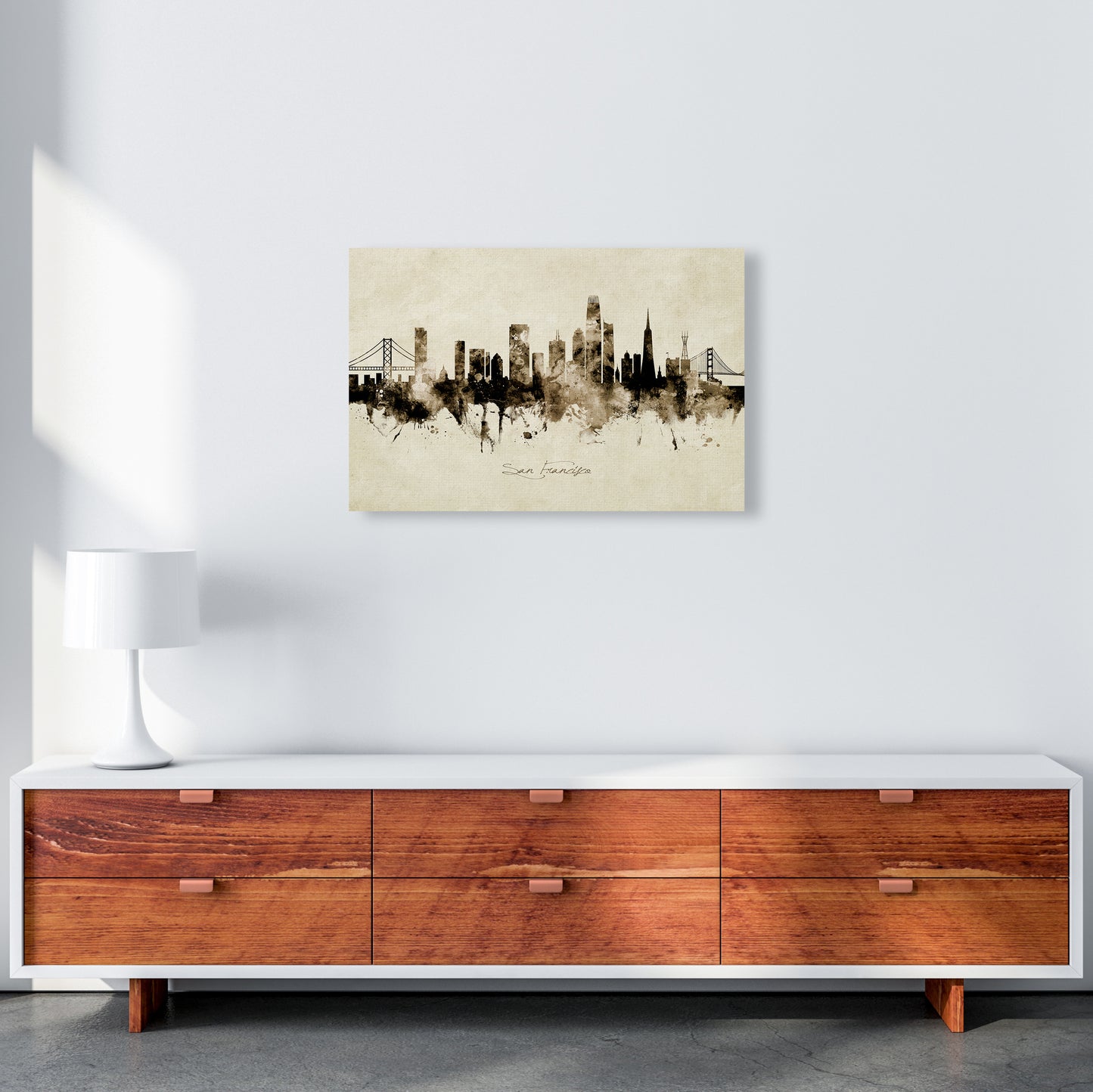 San Francisco California Skyline Vintage Art Print by Michael Tompsett A2 Canvas