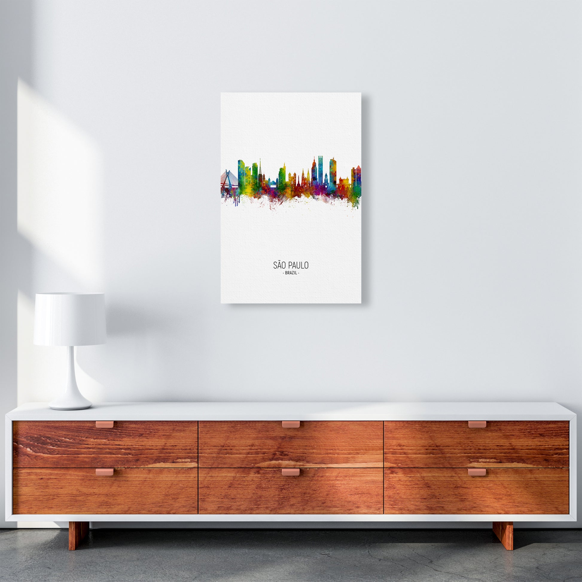 Sao Paulo Brazil Skyline Portrait Art Print by Michael Tompsett A2 Canvas