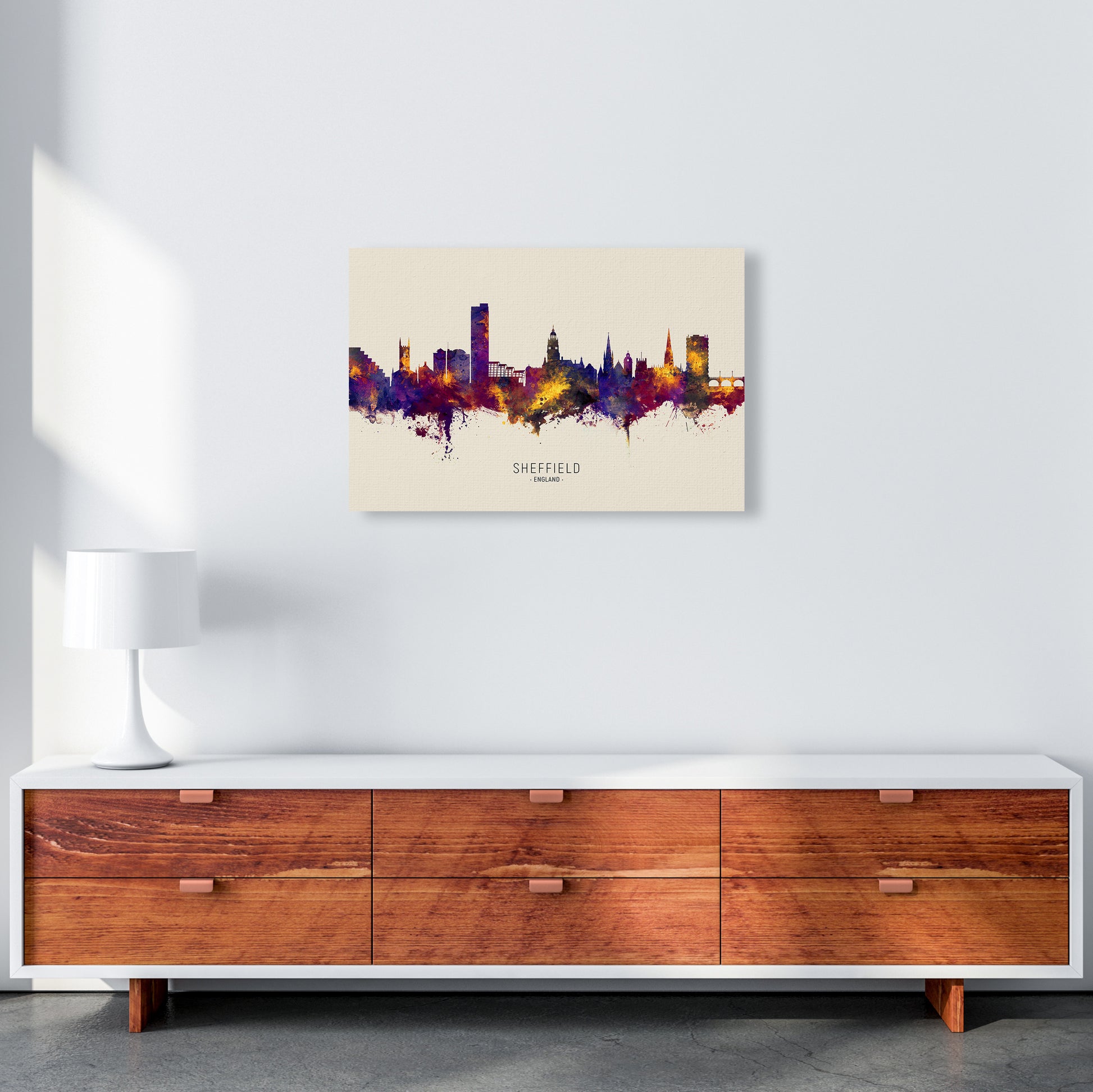 Sheffield England Skyline Autumn City Name Art Print by Michael Tompsett A2 Canvas