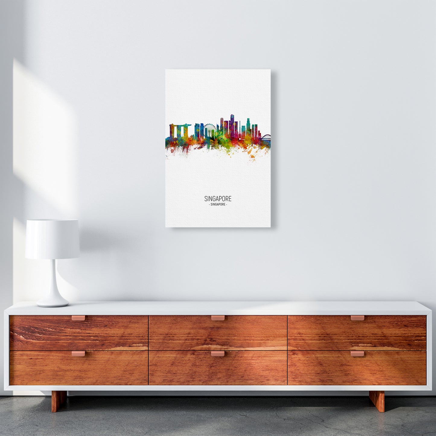 Singapore Singapore Skyline Portrait Art Print by Michael Tompsett A2 Canvas