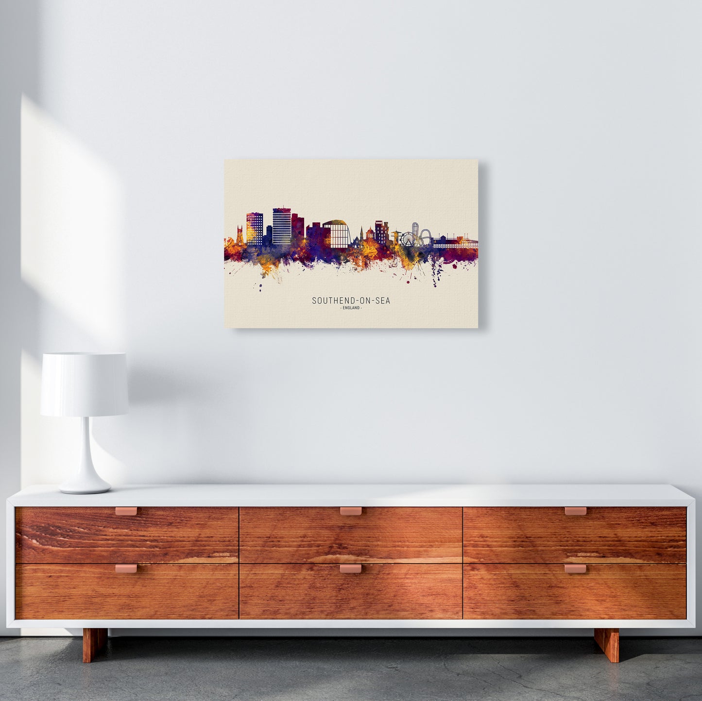 Southend-On-Sea England Skyline Autumn City Name Art Print by Michael Tompsett A2 Canvas