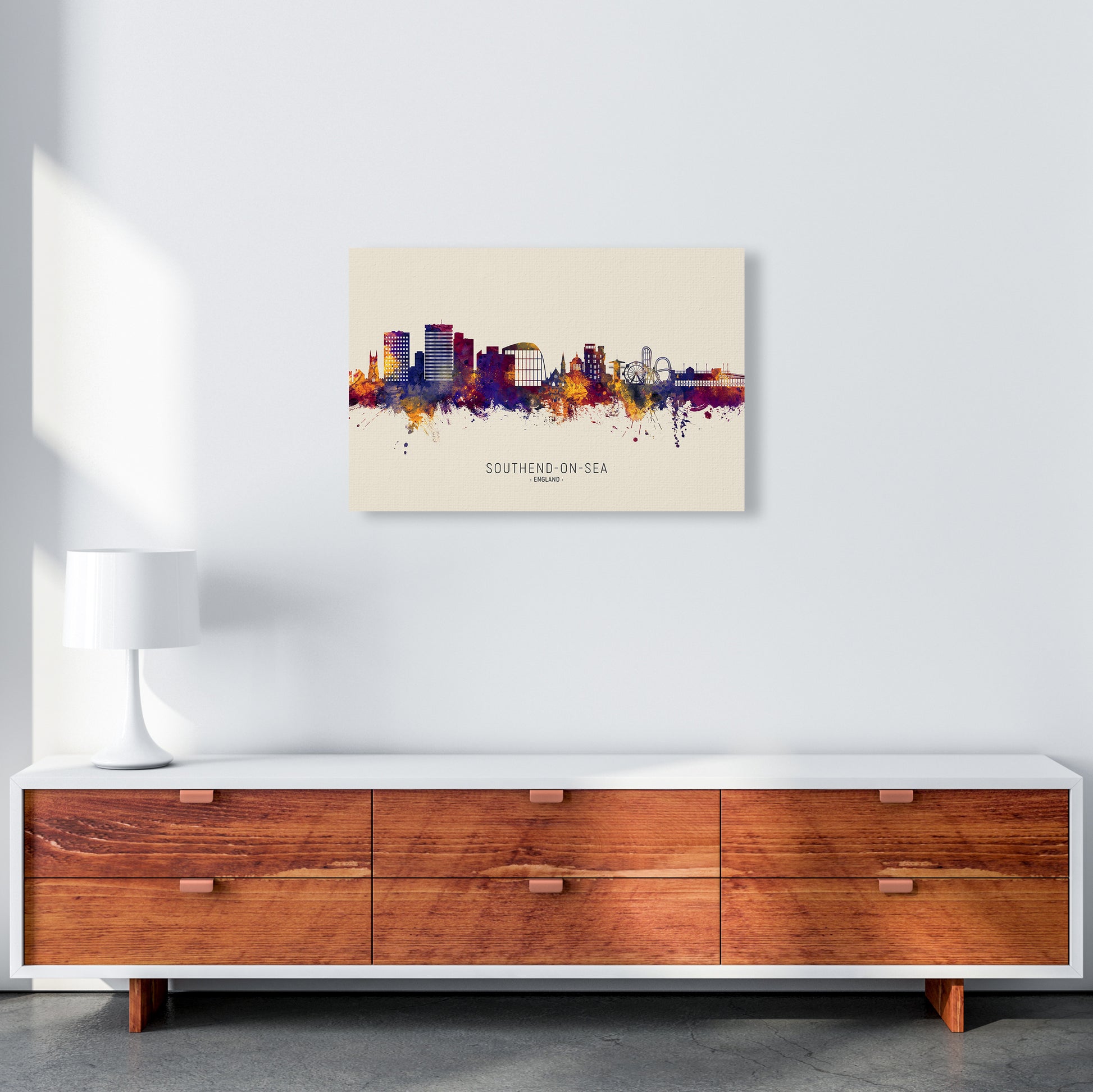 Southend-On-Sea England Skyline Autumn City Name Art Print by Michael Tompsett A2 Canvas