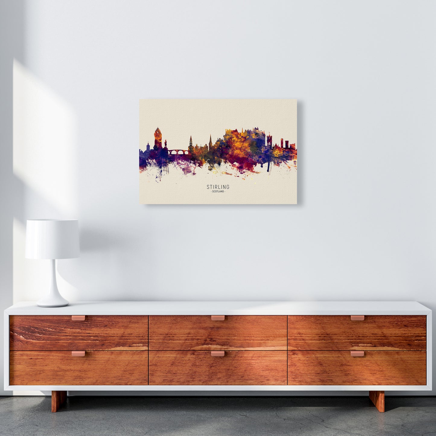 Stirling Scotland Skyline Autumn City Name Art Print by Michael Tompsett A2 Canvas