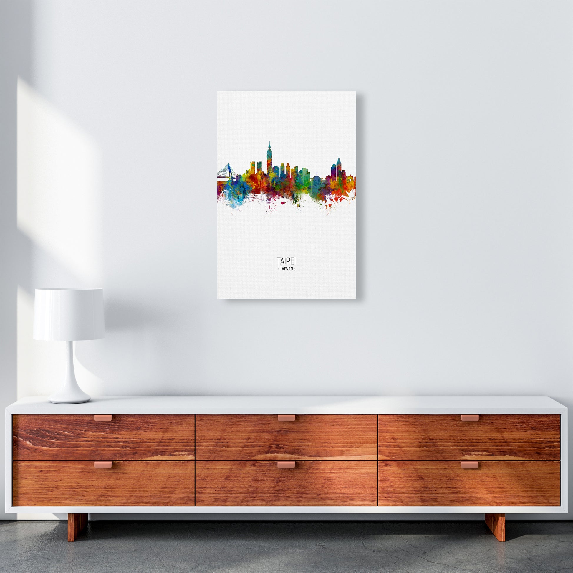Taipei Taiwan Skyline Portrait Art Print by Michael Tompsett A2 Canvas