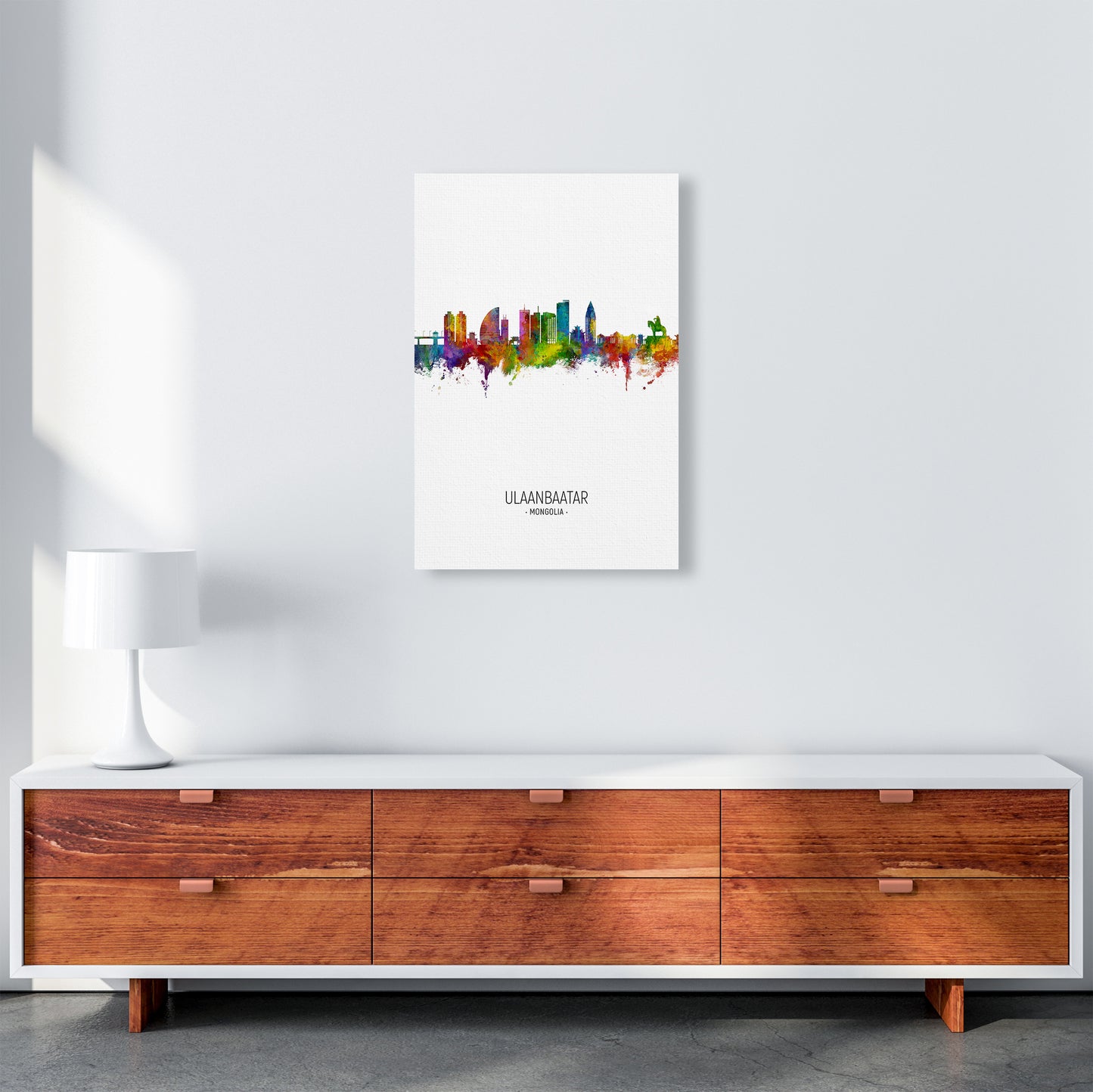 Ulaanbaatar Mongolia Skyline Portrait Art Print by Michael Tompsett A2 Canvas
