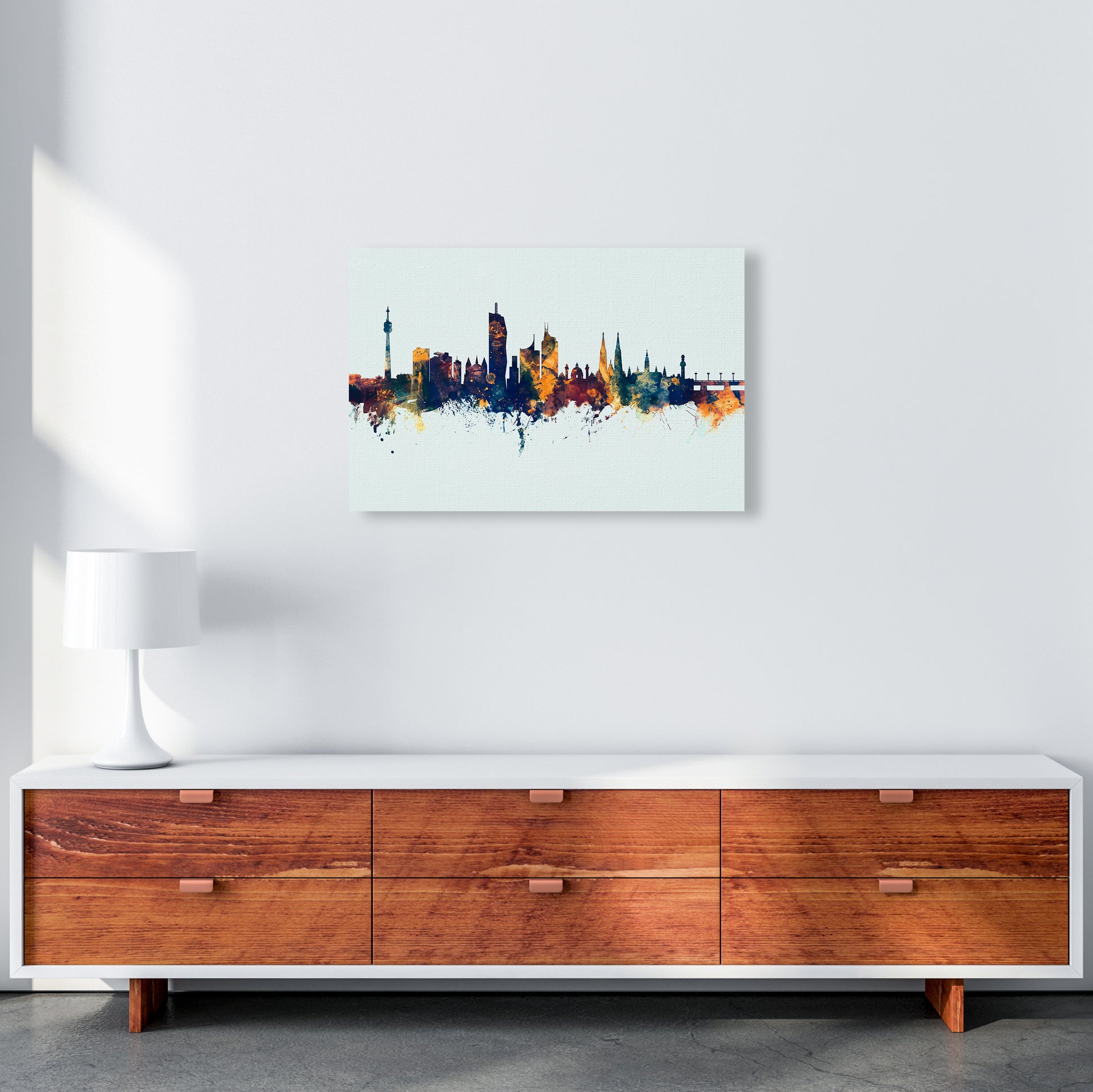 Vienna Austria Skyline Blue Orange Art Print by Michael Tompsett A2 Canvas