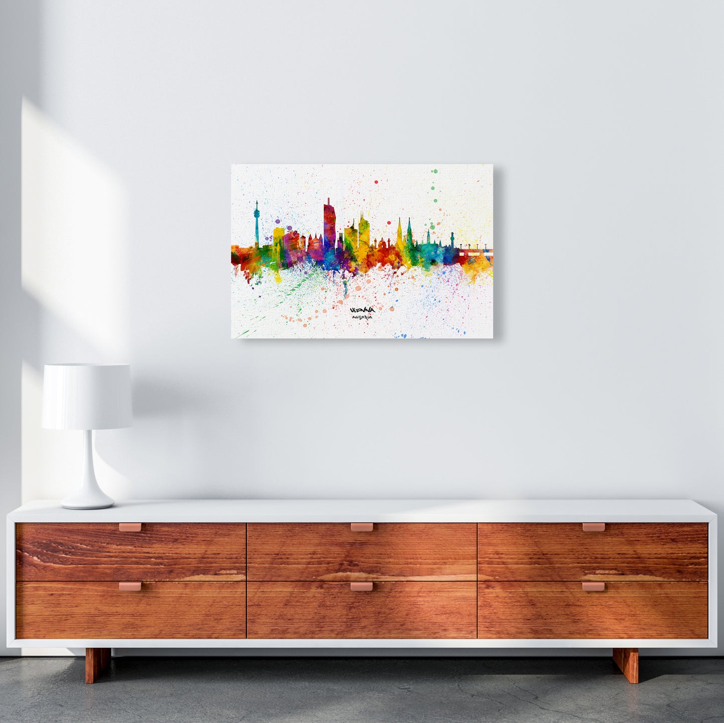 Vienna Austria Skyline Splash Art Print by Michael Tompsett A2 Canvas