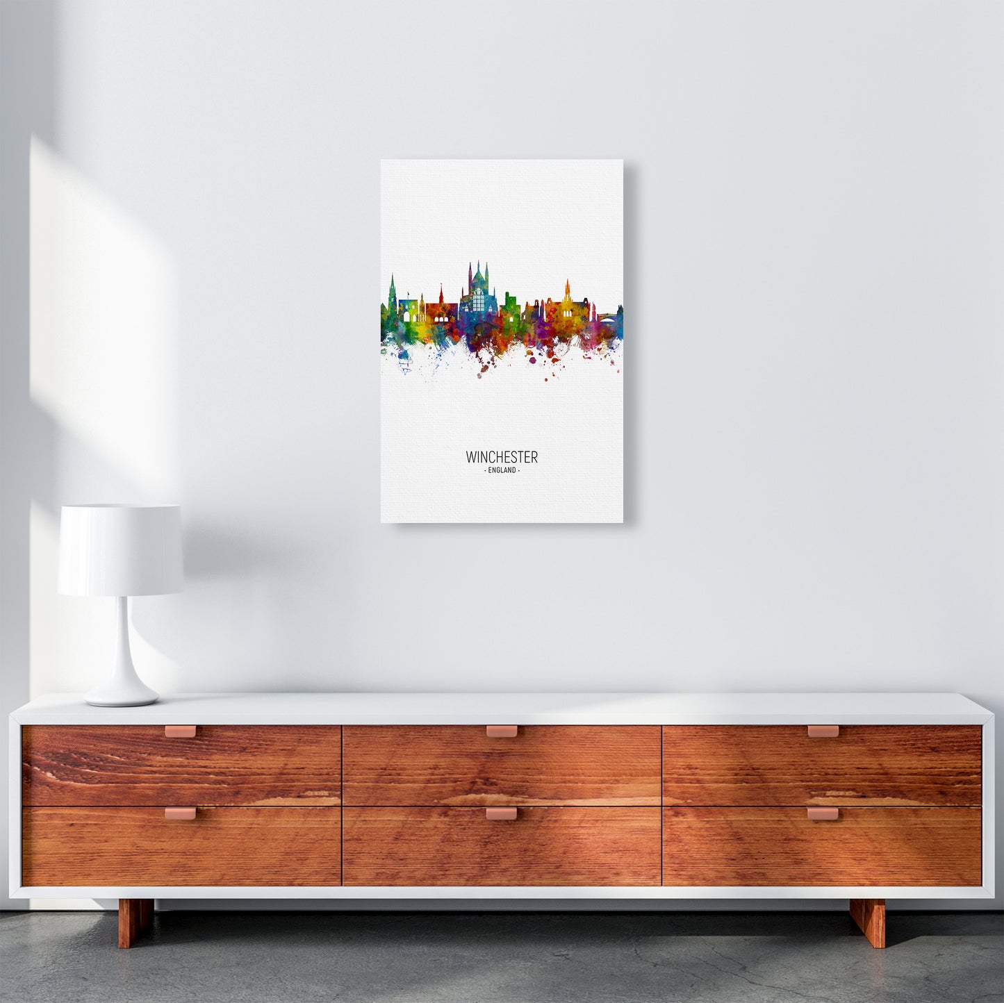 Winchester England Skyline Portrait Art Print by Michael Tompsett A2 Canvas
