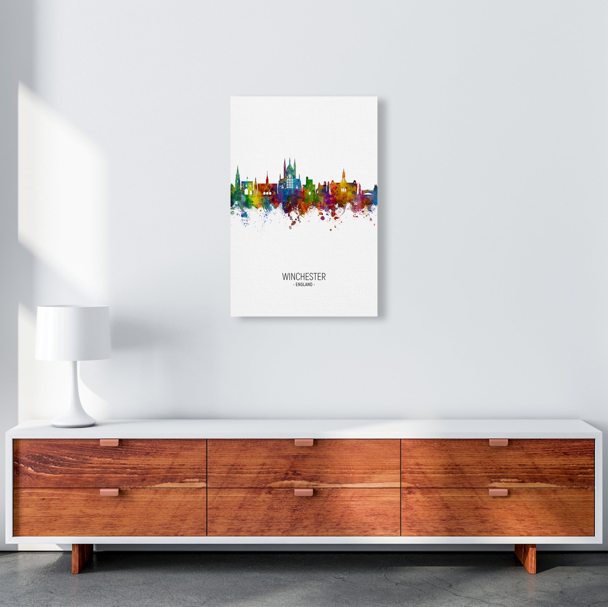 Winchester England Skyline Portrait Art Print by Michael Tompsett A2 Canvas