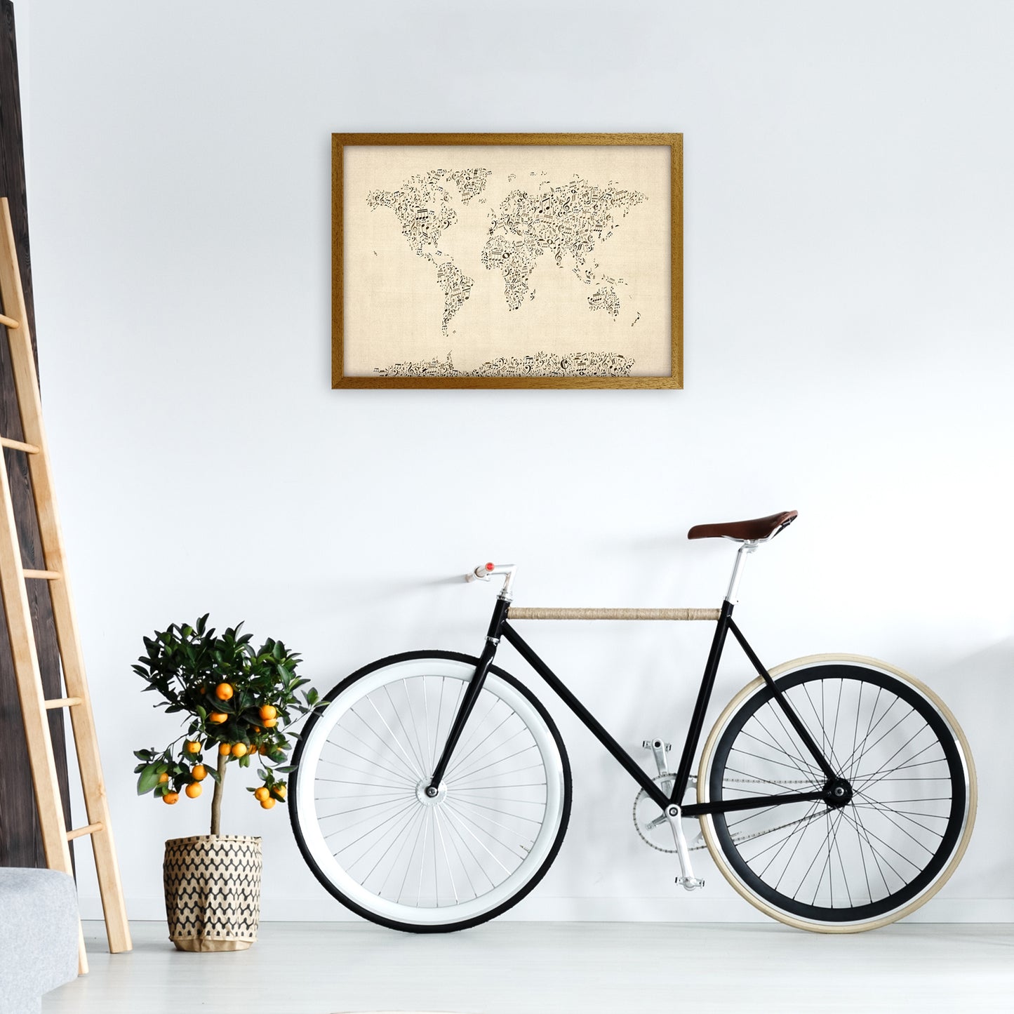 Music Notes Map of the World Art Print by Michael Tompsett A2 Print Only