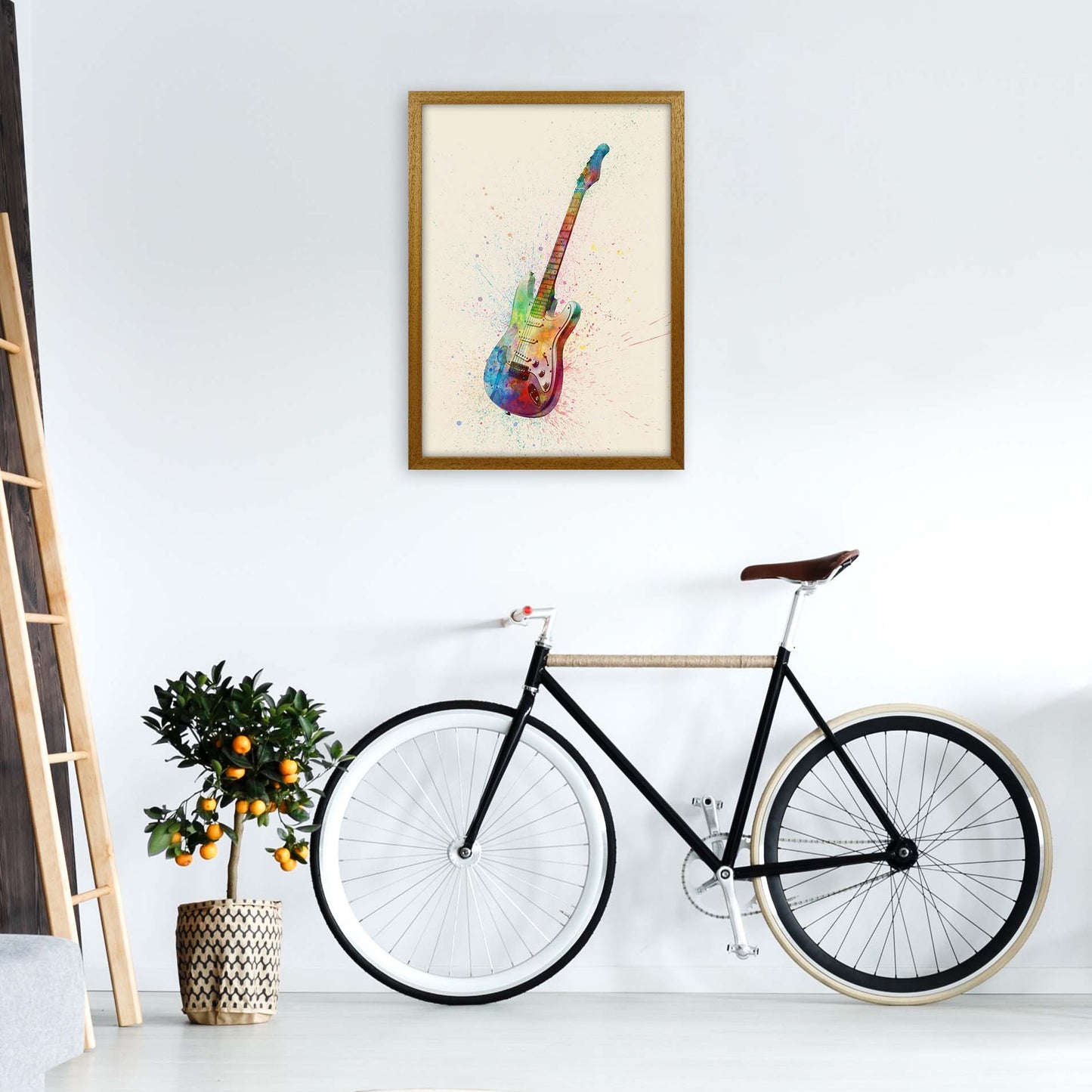 Electric Guitar Watercolour Multi-Colour by Michael Tompsett A2 Print Only