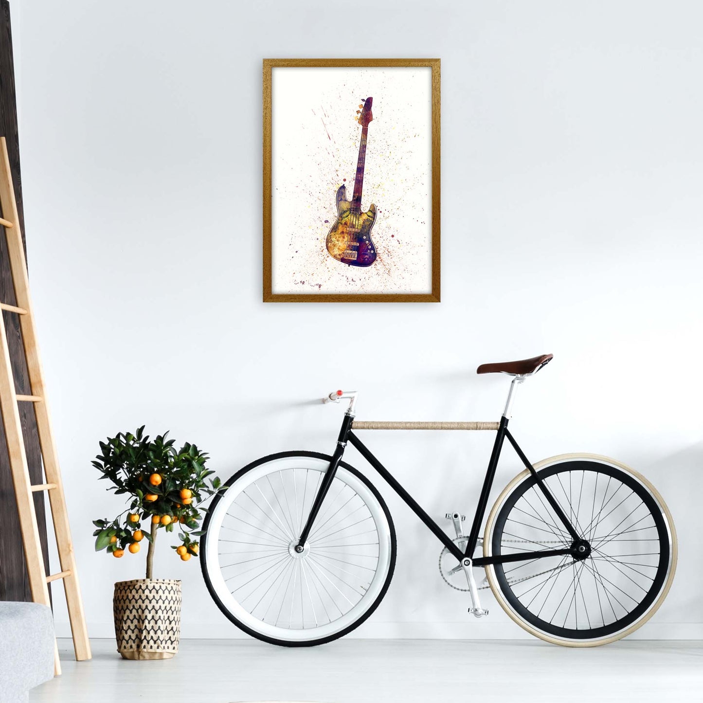Electric Bass Guitar Watercolour by Michael Tompsett A2 Print Only