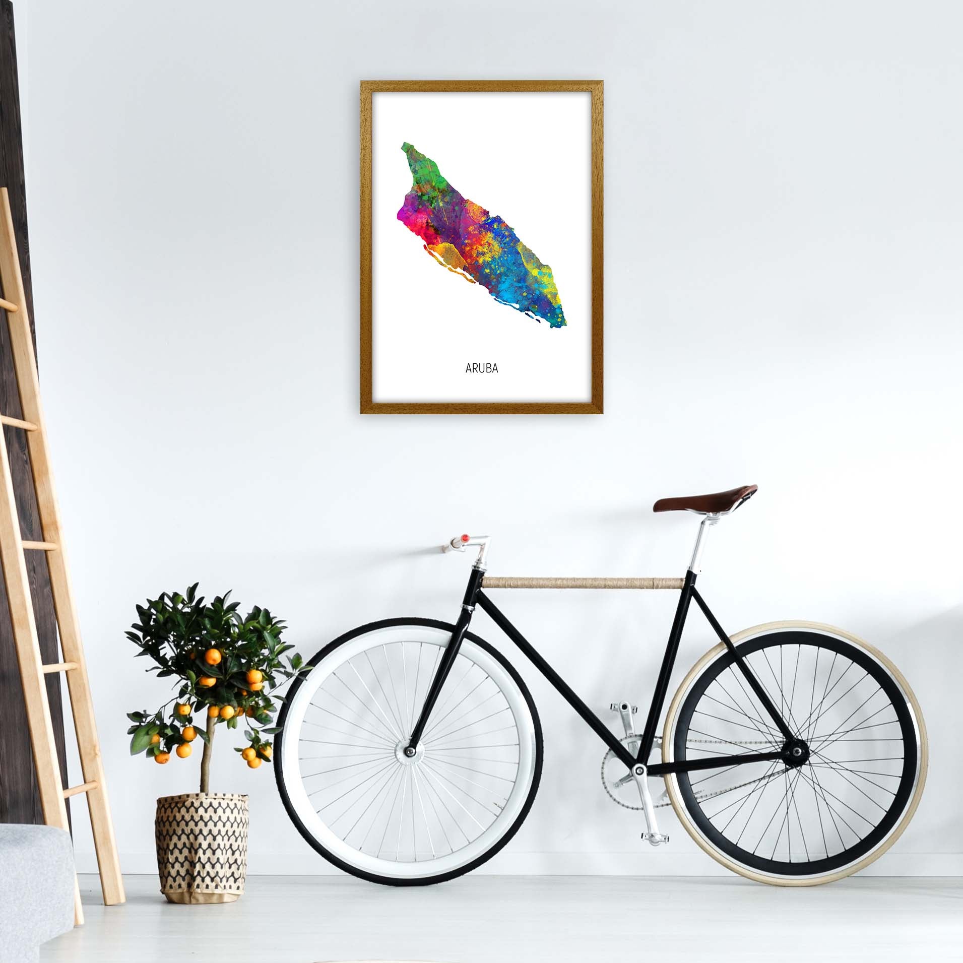 Aruba Watercolour Map Art Print by Michael Tompsett A2 Print Only