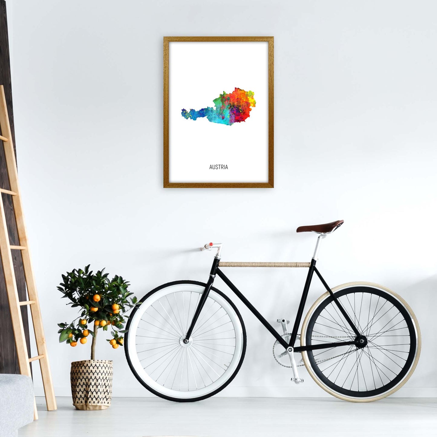 Austria Watercolour Map Art Print by Michael Tompsett A2 Print Only