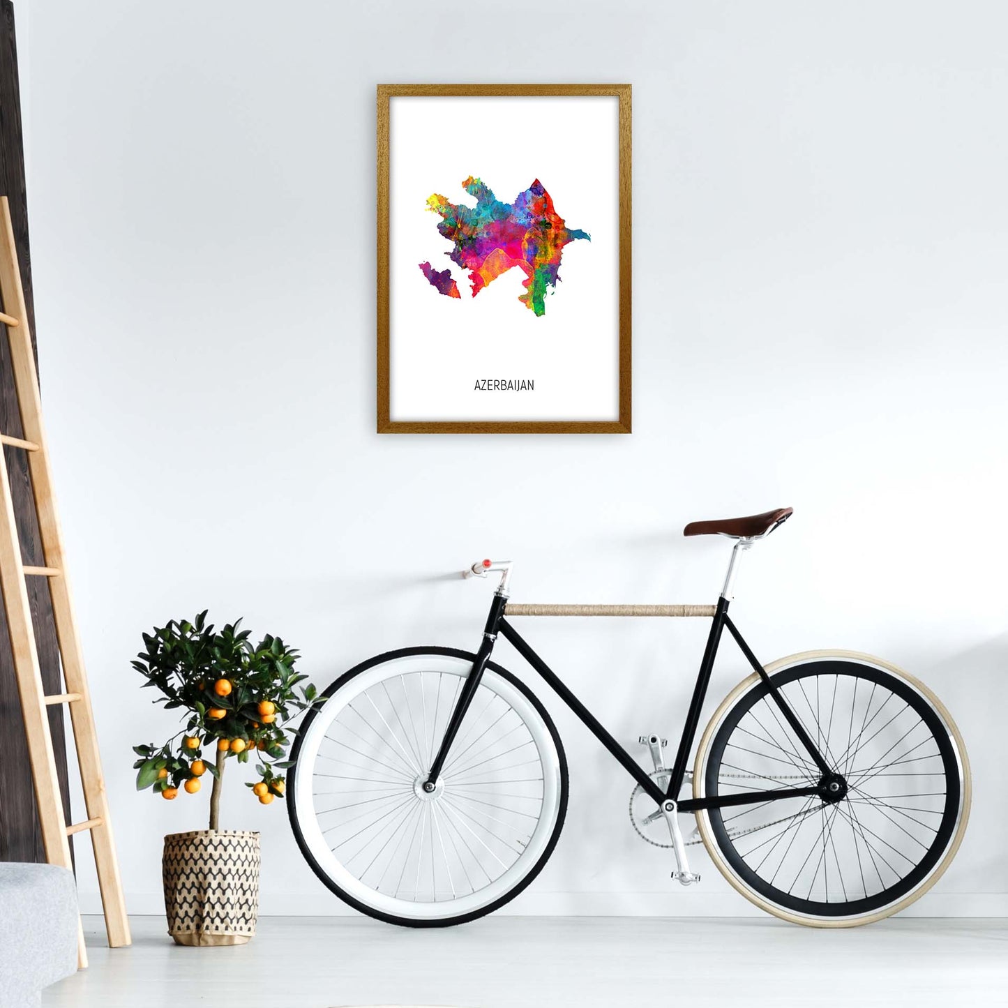 Azerbaijan Watercolour Map Art Print by Michael Tompsett A2 Print Only