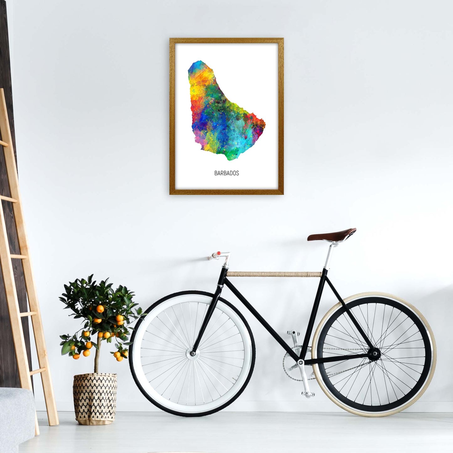 Barbados Watercolour Map Art Print by Michael Tompsett A2 Print Only
