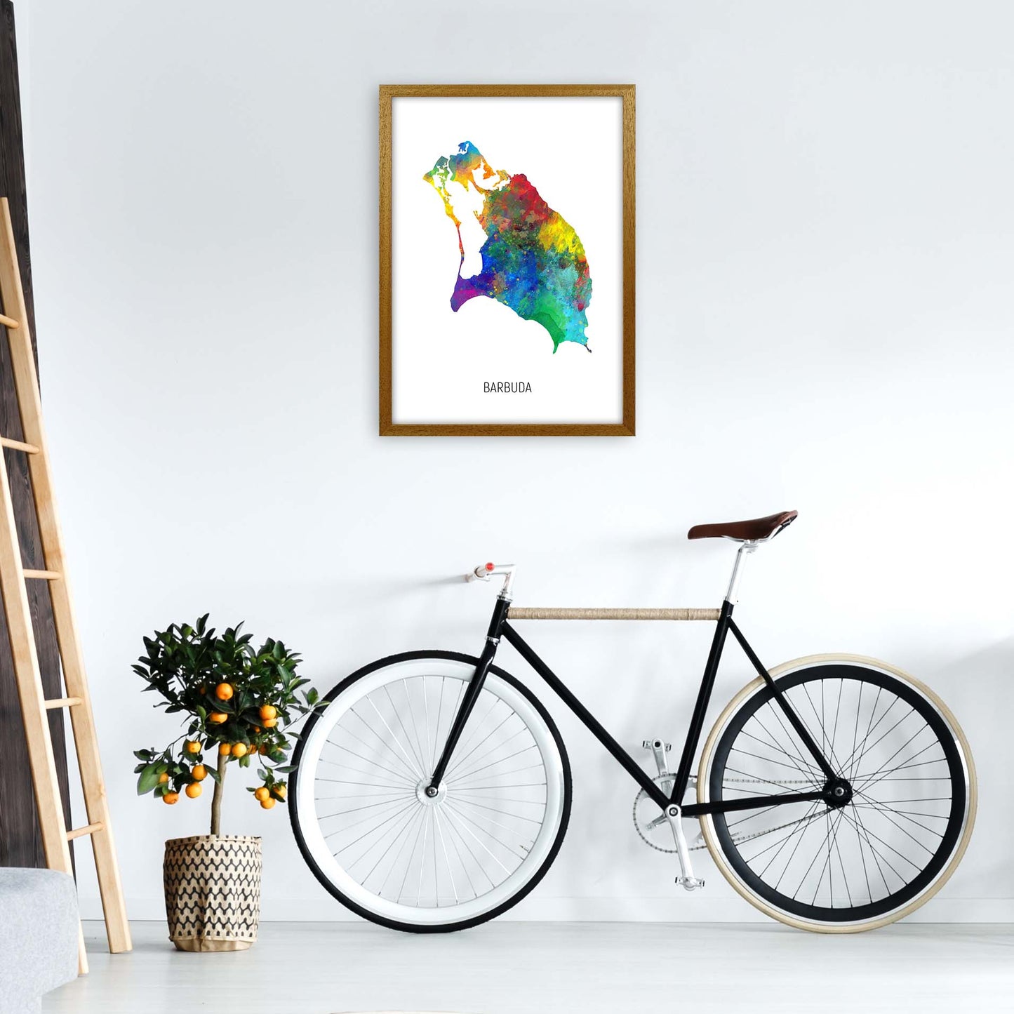 Barbuda Watercolour Map Art Print by Michael Tompsett A2 Print Only