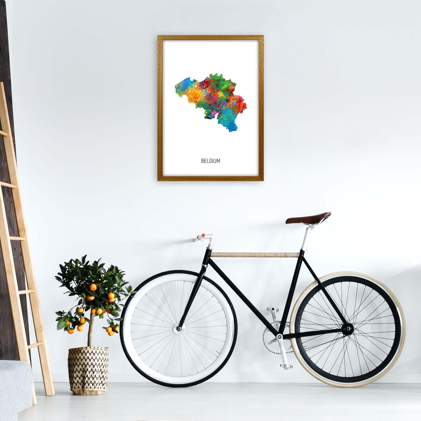 Belgium Watercolour Map Art Print by Michael Tompsett A2 Print Only