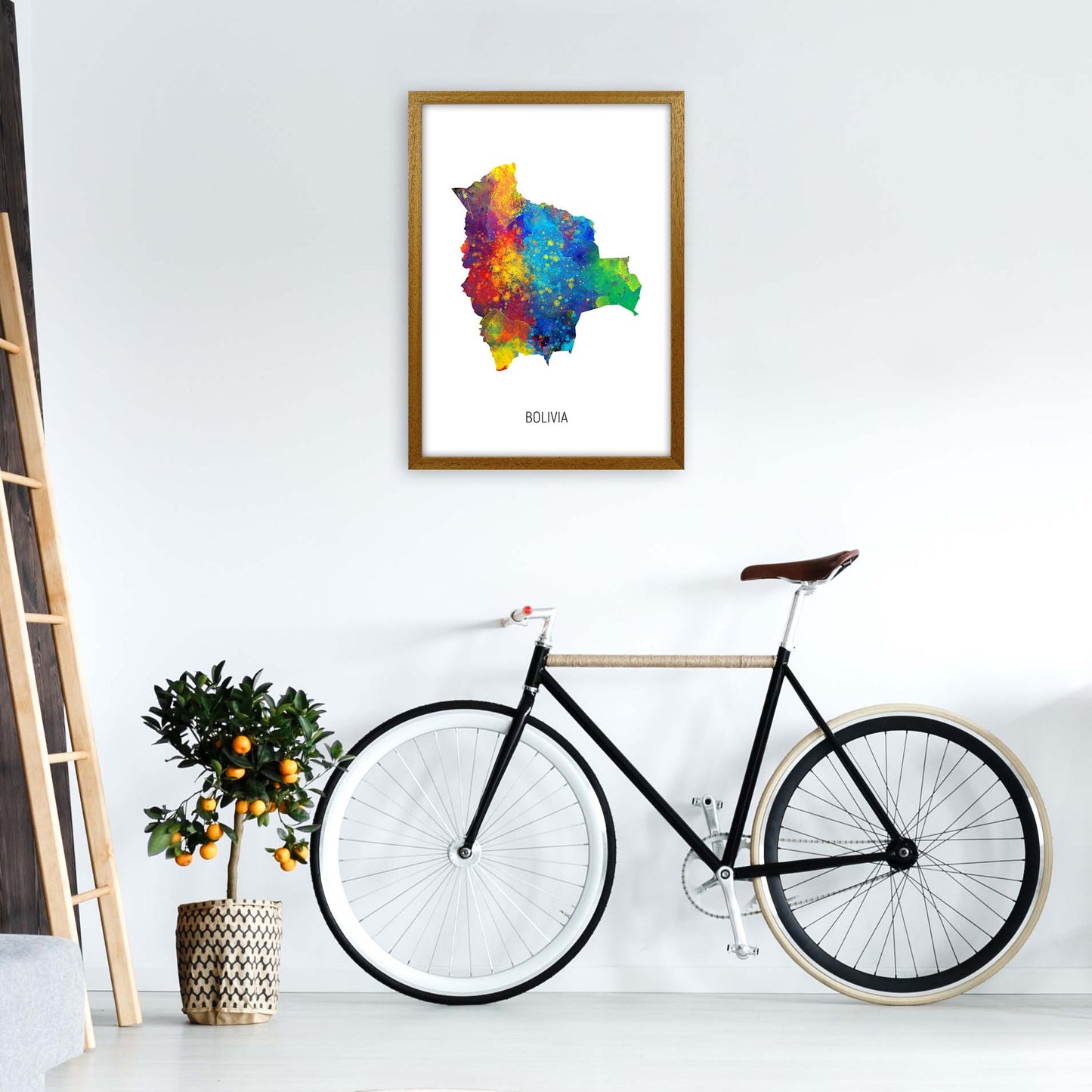 Bolivia Watercolour Map Art Print by Michael Tompsett A2 Print Only