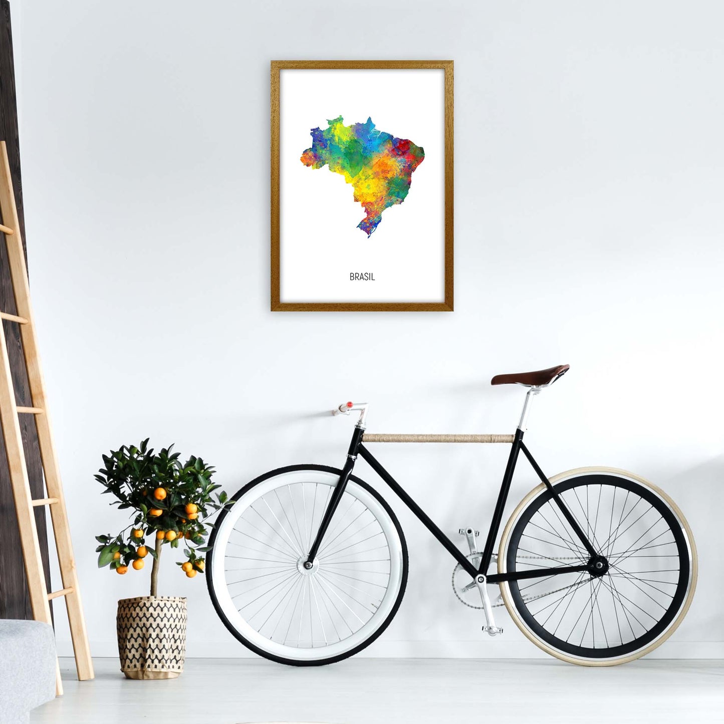 Brasil Watercolour Map Art Print by Michael Tompsett A2 Print Only