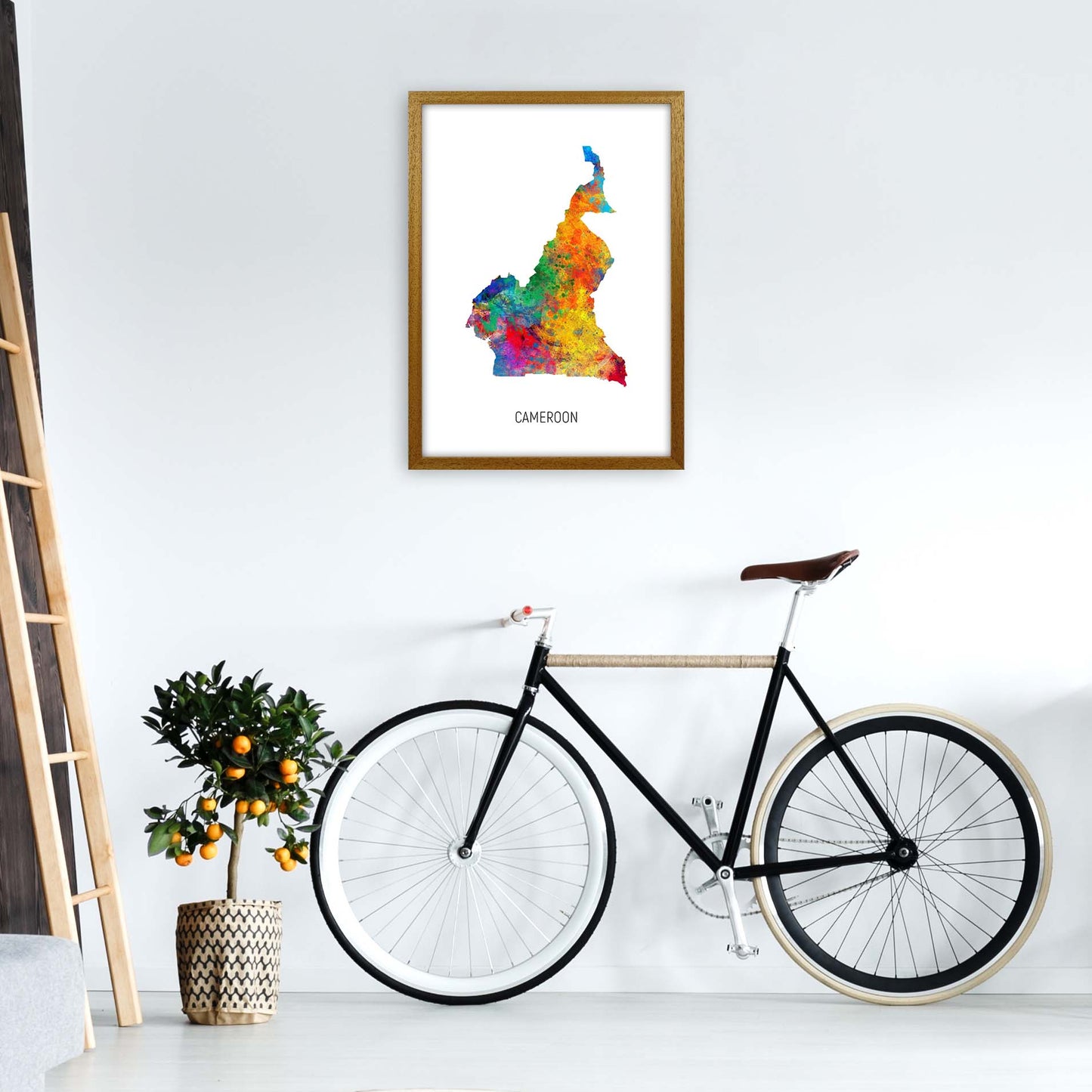 Cameroon Watercolour Map Art Print by Michael Tompsett A2 Print Only