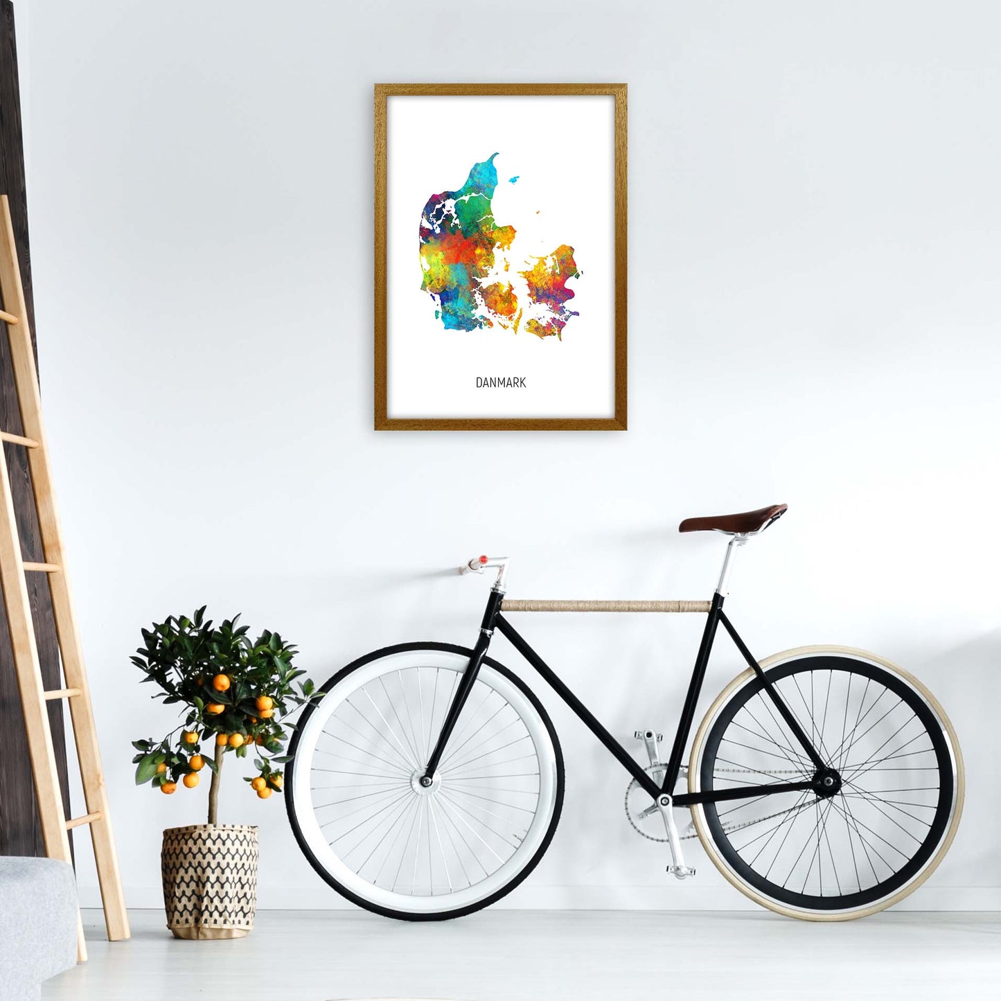 Danmark Watercolour Map Art Print by Michael Tompsett A2 Print Only