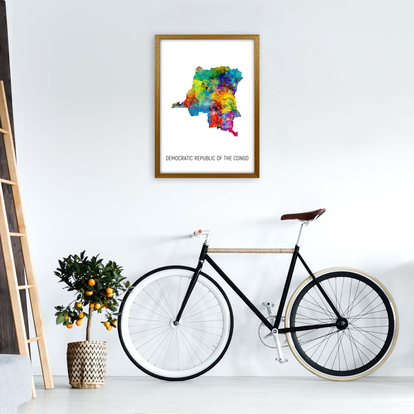 Democratic Republic Of The Congo Watercolour Map by Michael Tompsett A2 Print Only