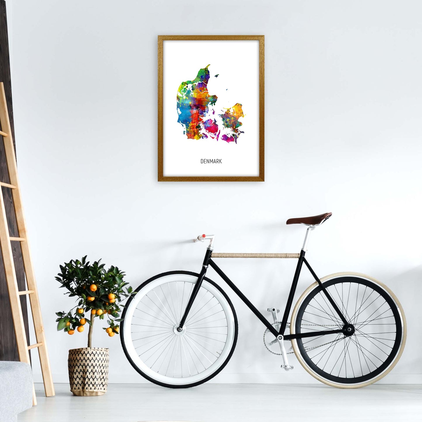 Denmark Watercolour Map Art Print by Michael Tompsett A2 Print Only
