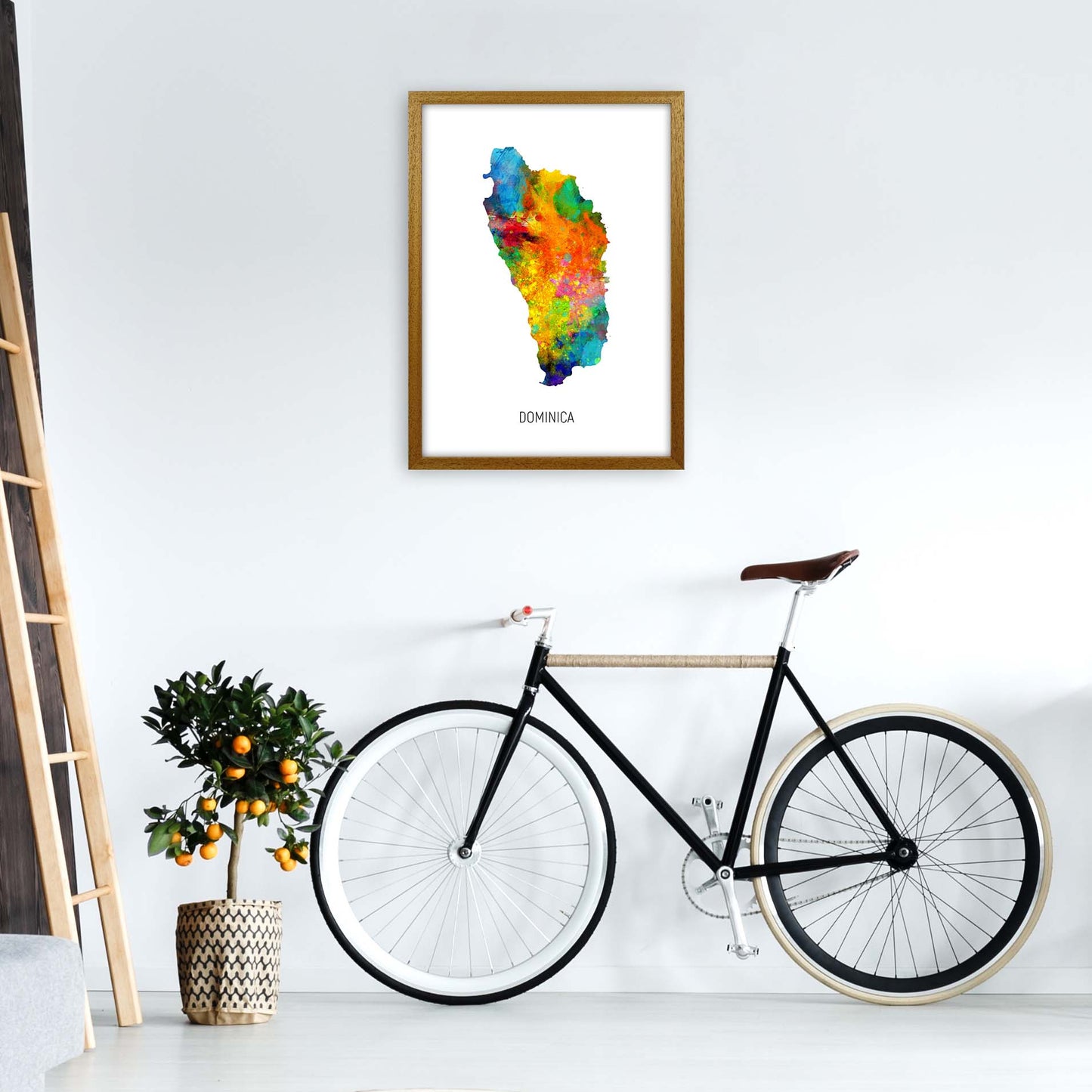 Dominica Watercolour Map Art Print by Michael Tompsett A2 Print Only