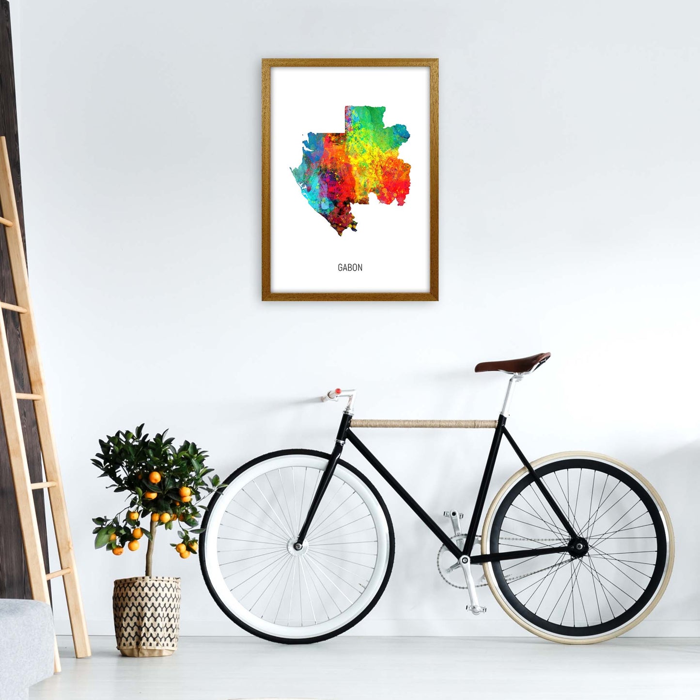 Gabon Watercolour Map Art Print by Michael Tompsett A2 Print Only