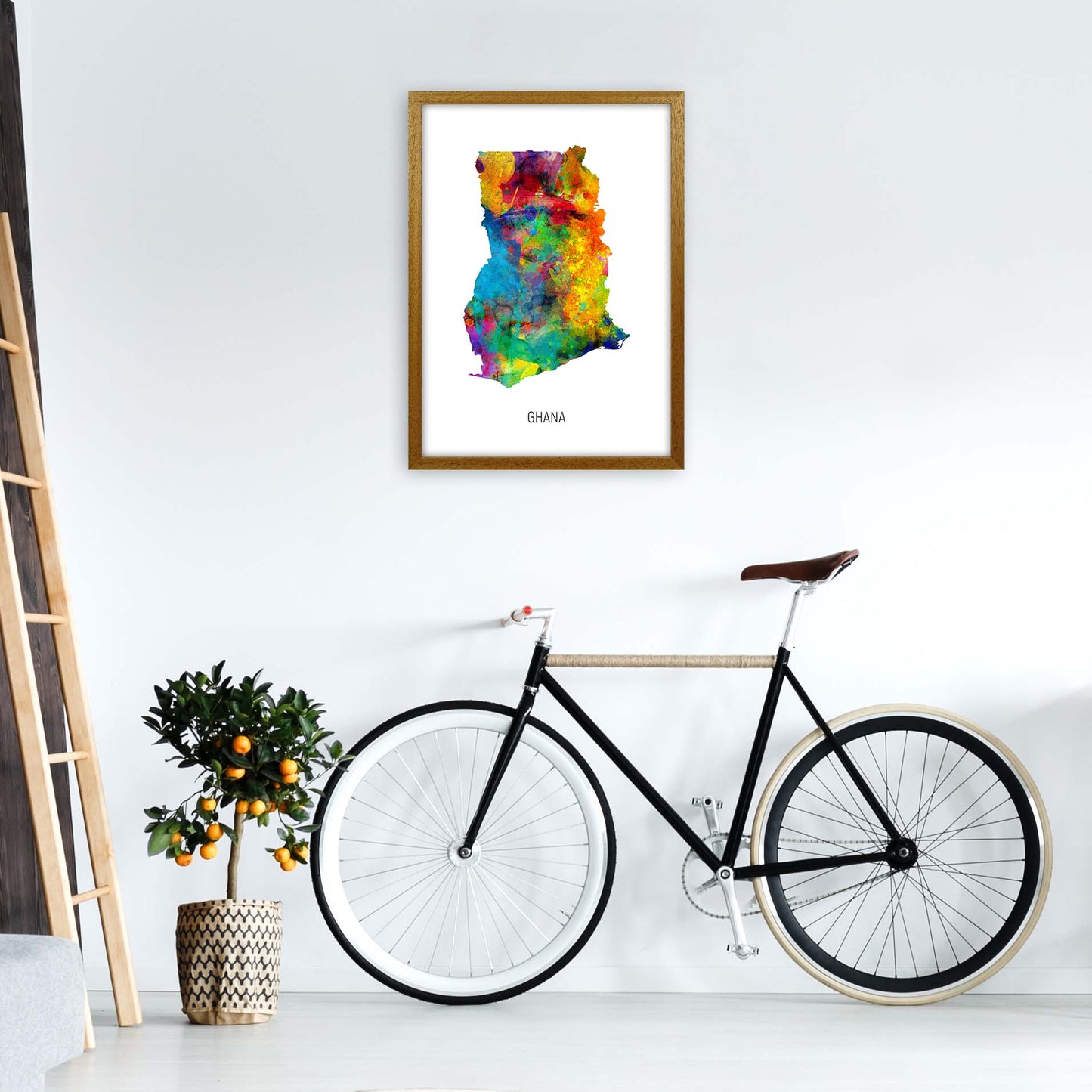 Ghana Watercolour Map Art Print by Michael Tompsett A2 Print Only