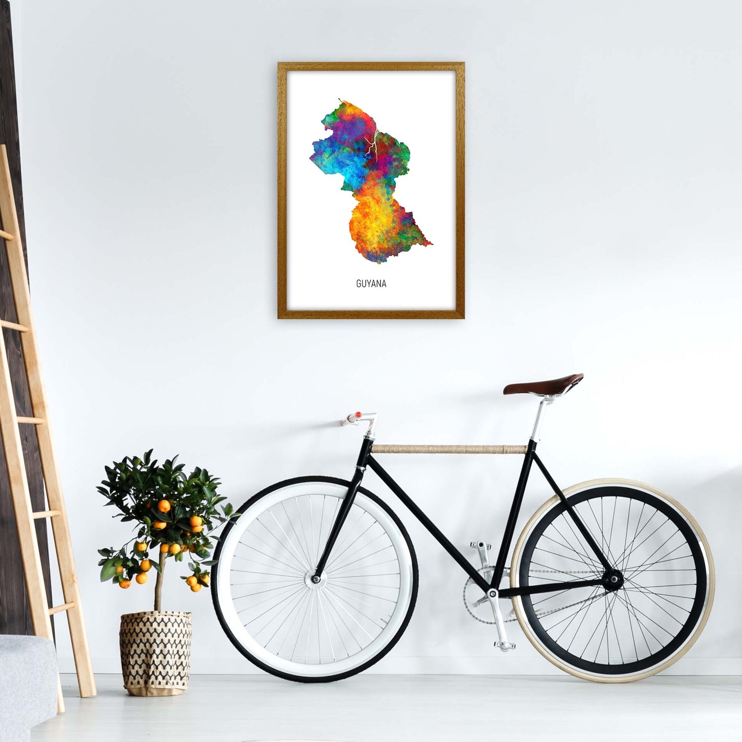 Guyana Watercolour Map Art Print by Michael Tompsett A2 Print Only