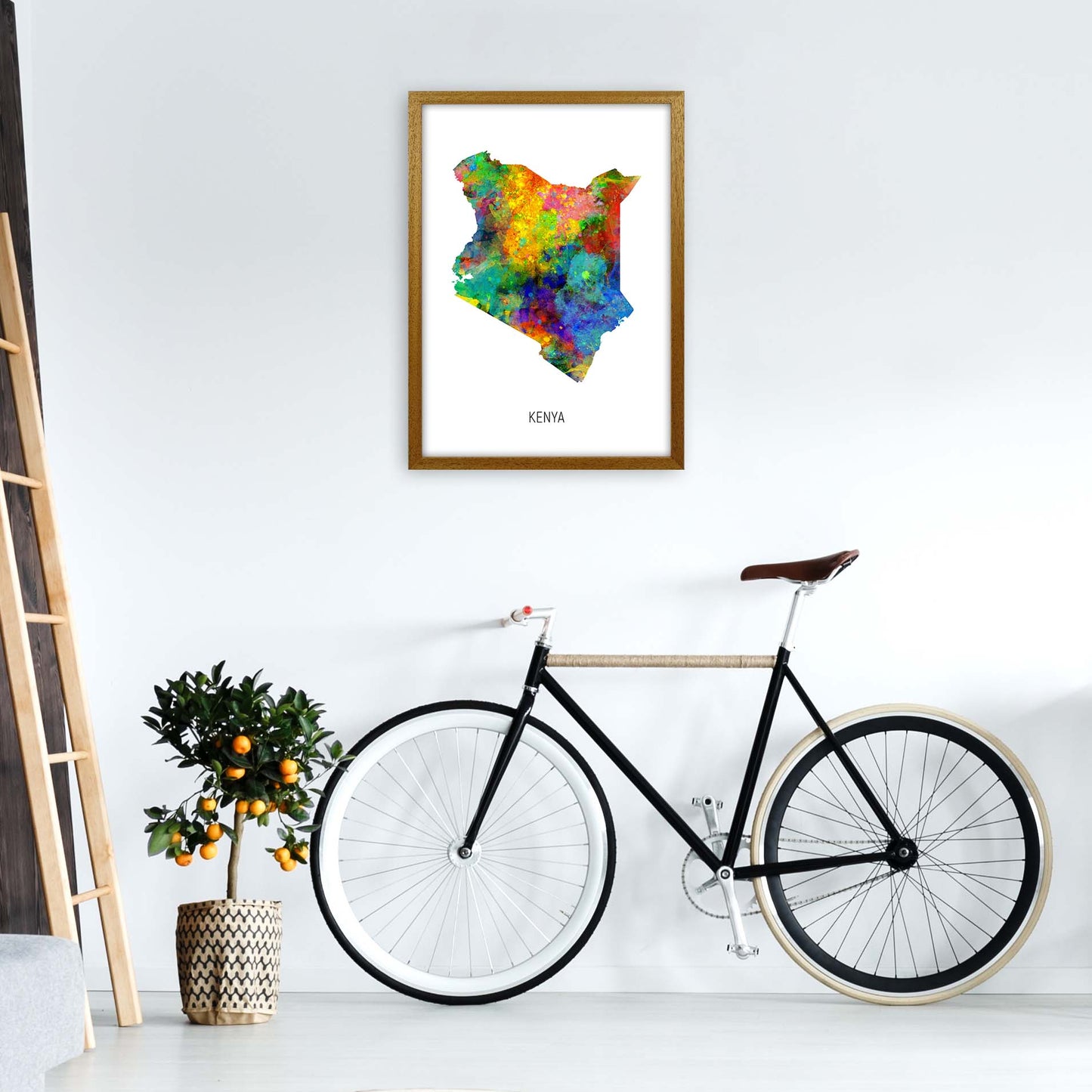 Kenya Watercolour Map Art Print by Michael Tompsett A2 Print Only