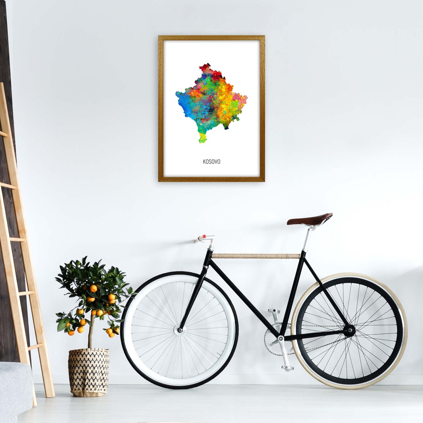 Kosovo Watercolour Map Art Print by Michael Tompsett A2 Print Only