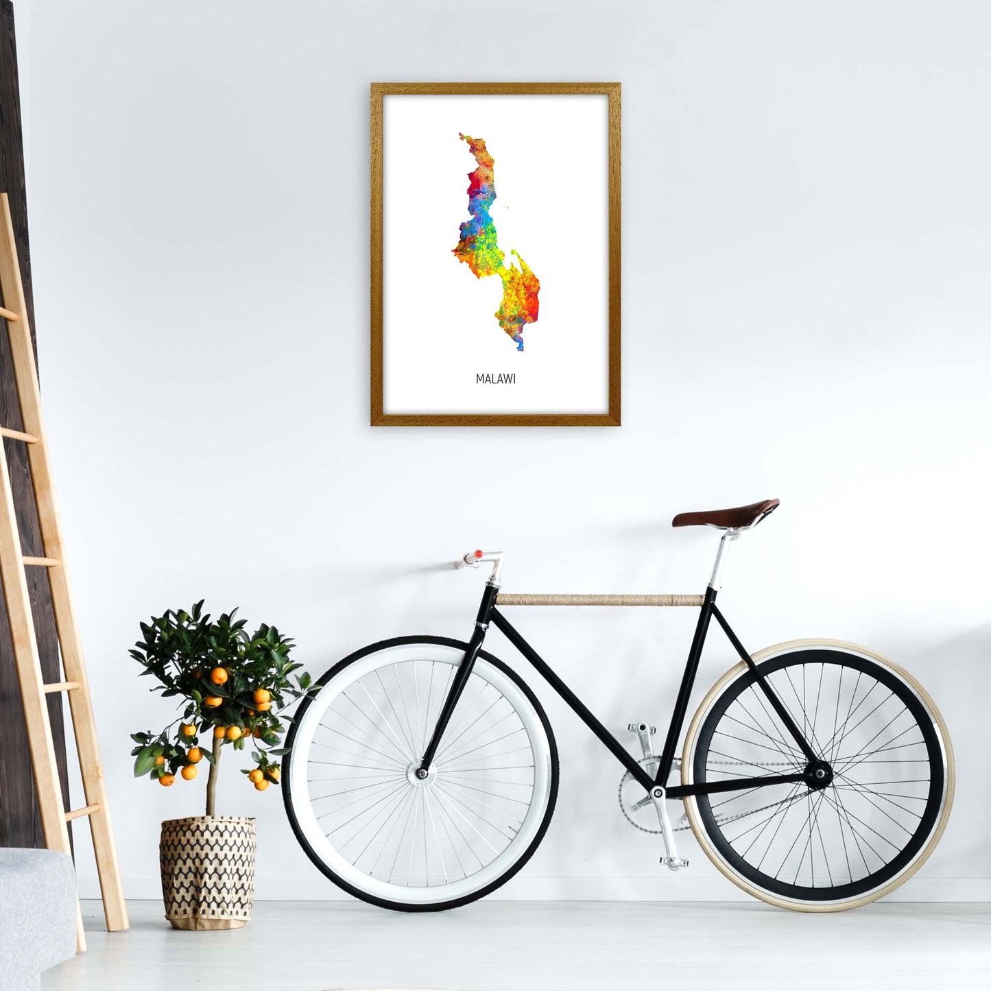 Malawi Watercolour Map Art Print by Michael Tompsett A2 Print Only