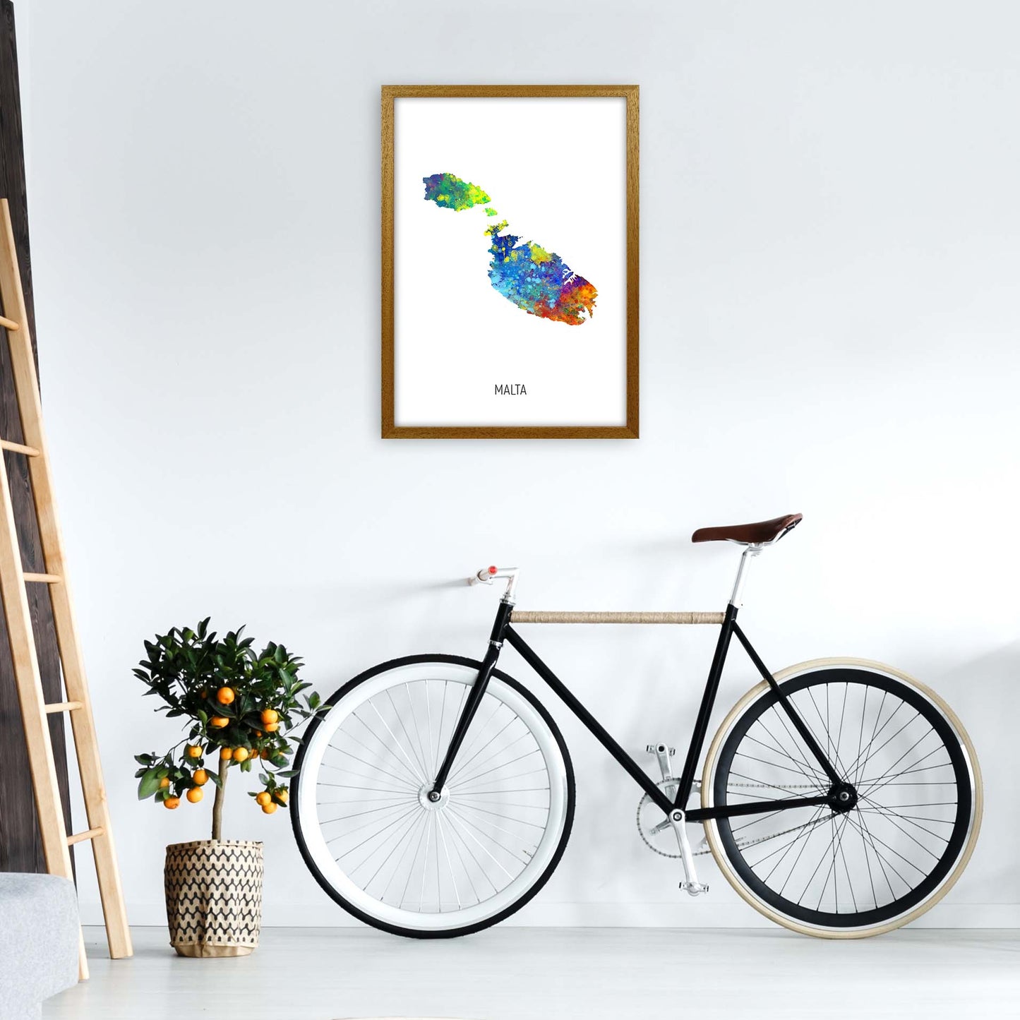 Malta Watercolour Map Art Print by Michael Tompsett A2 Print Only