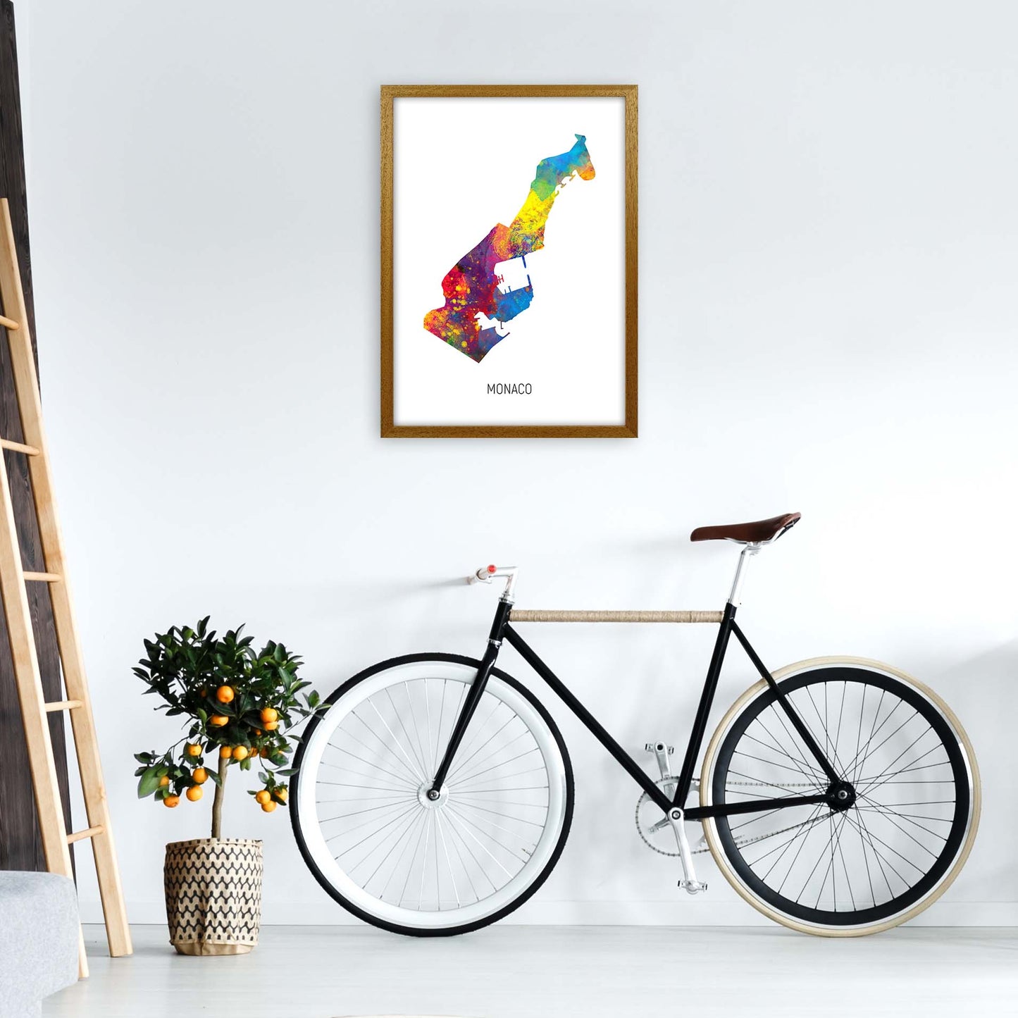 Monaco Watercolour Map Art Print by Michael Tompsett A2 Print Only
