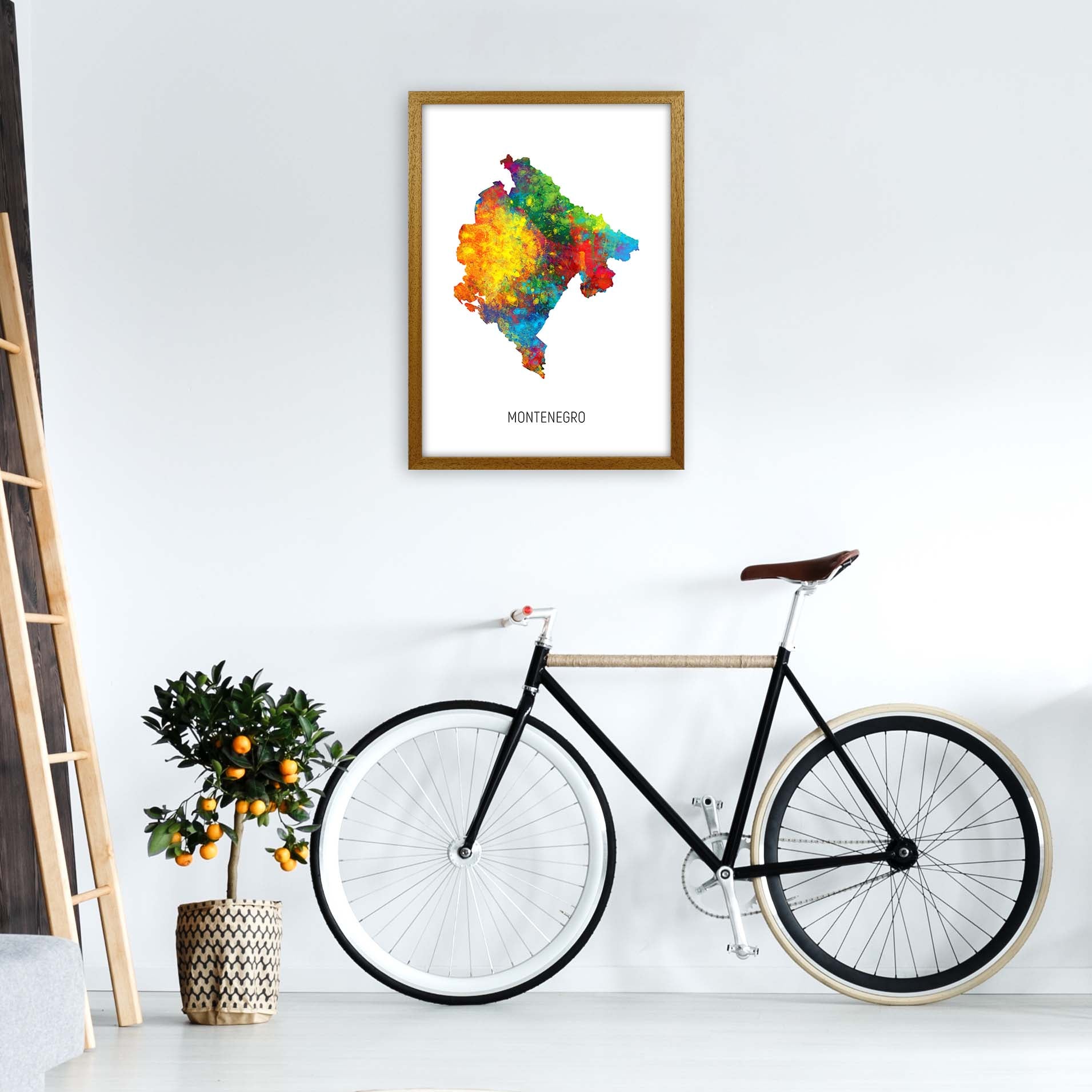 Montenegro Watercolour Map Art Print by Michael Tompsett A2 Print Only