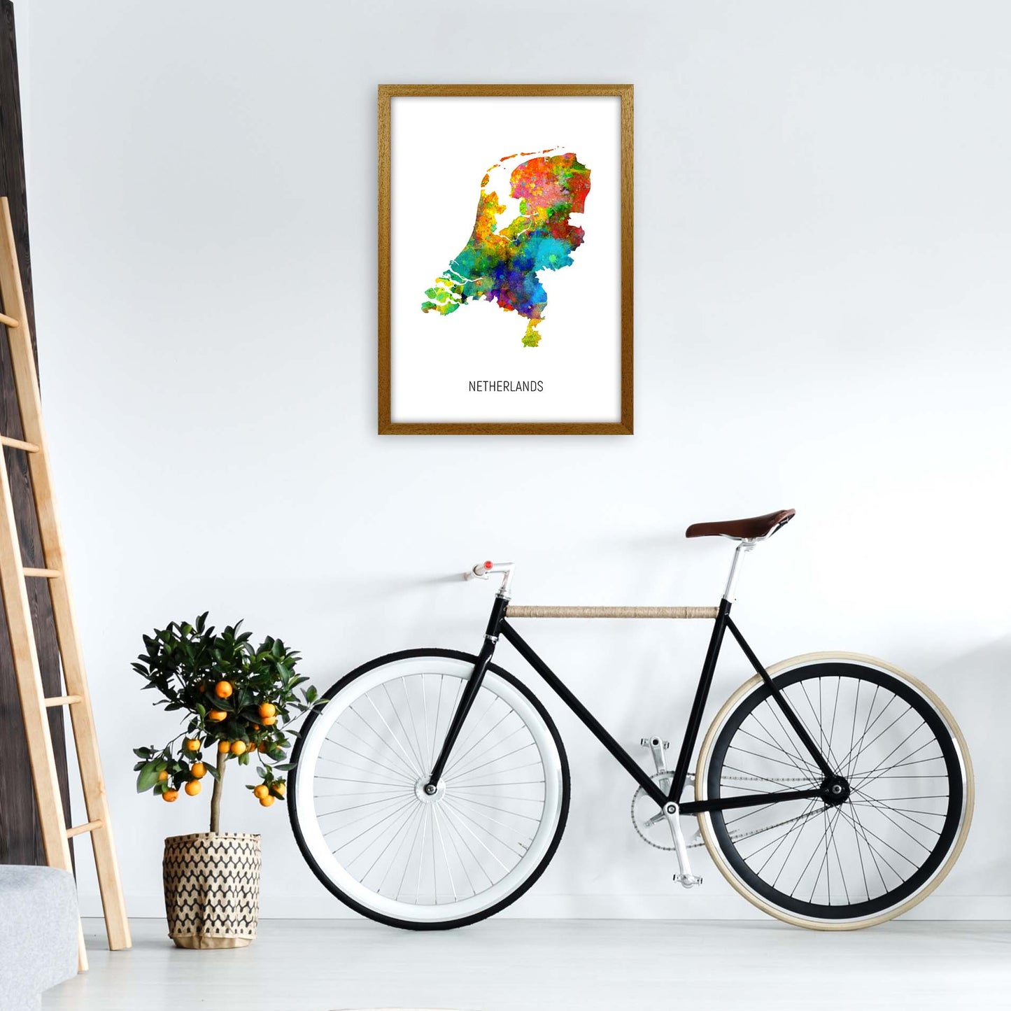 Netherlands Watercolour Map Art Print by Michael Tompsett A2 Print Only