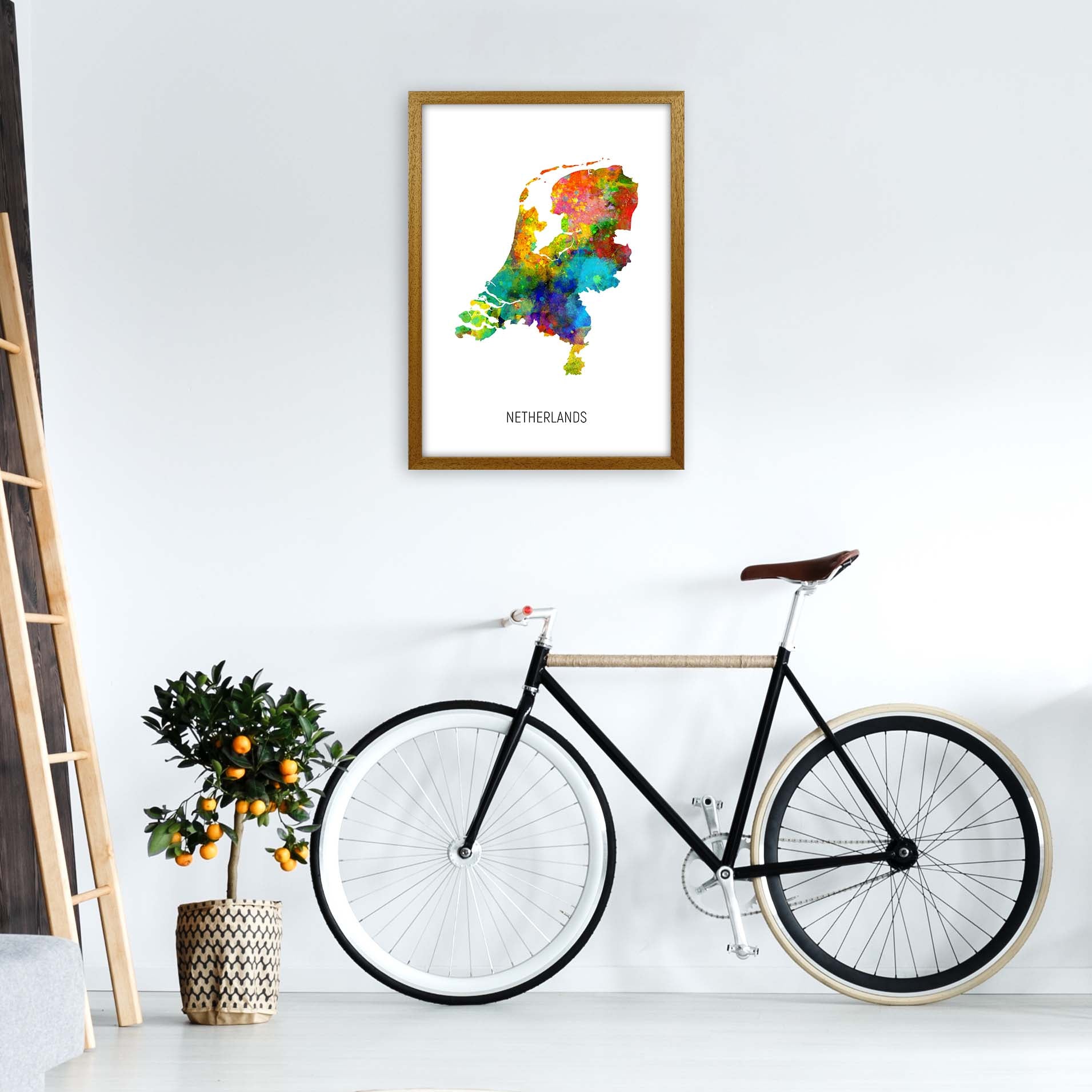 Netherlands Watercolour Map Art Print by Michael Tompsett A2 Print Only