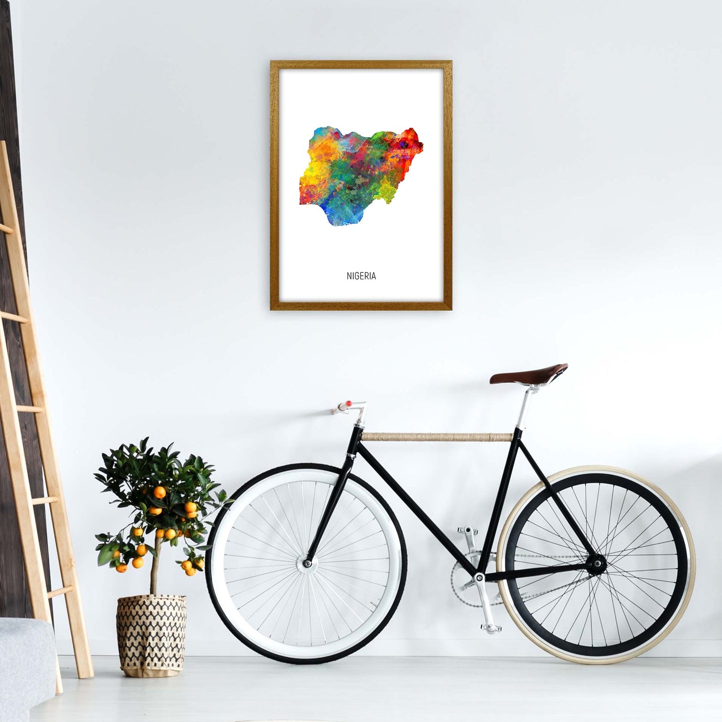 Nigeria Watercolour Map Art Print by Michael Tompsett A2 Print Only