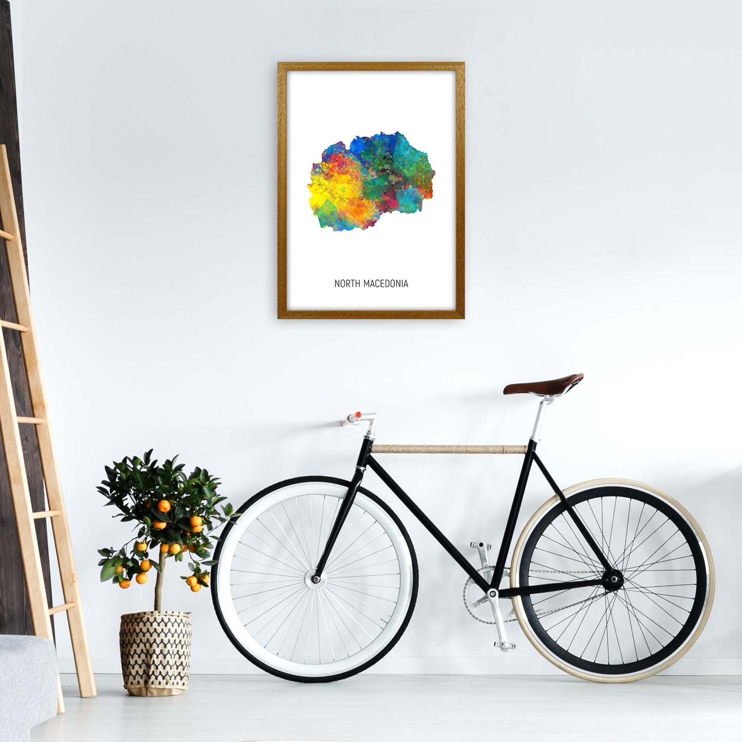 North Macedonia Watercolour Map Art Print by Michael Tompsett A2 Print Only