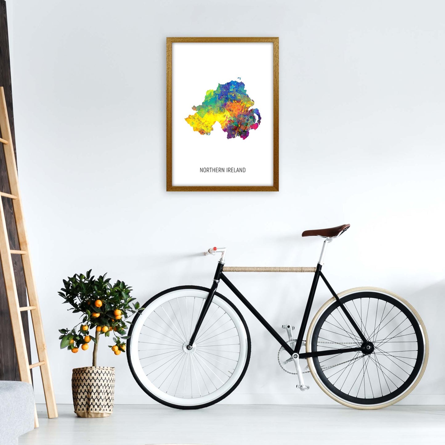 Northern Ireland Watercolour Map Print by Michael Tompsett A2 Print Only