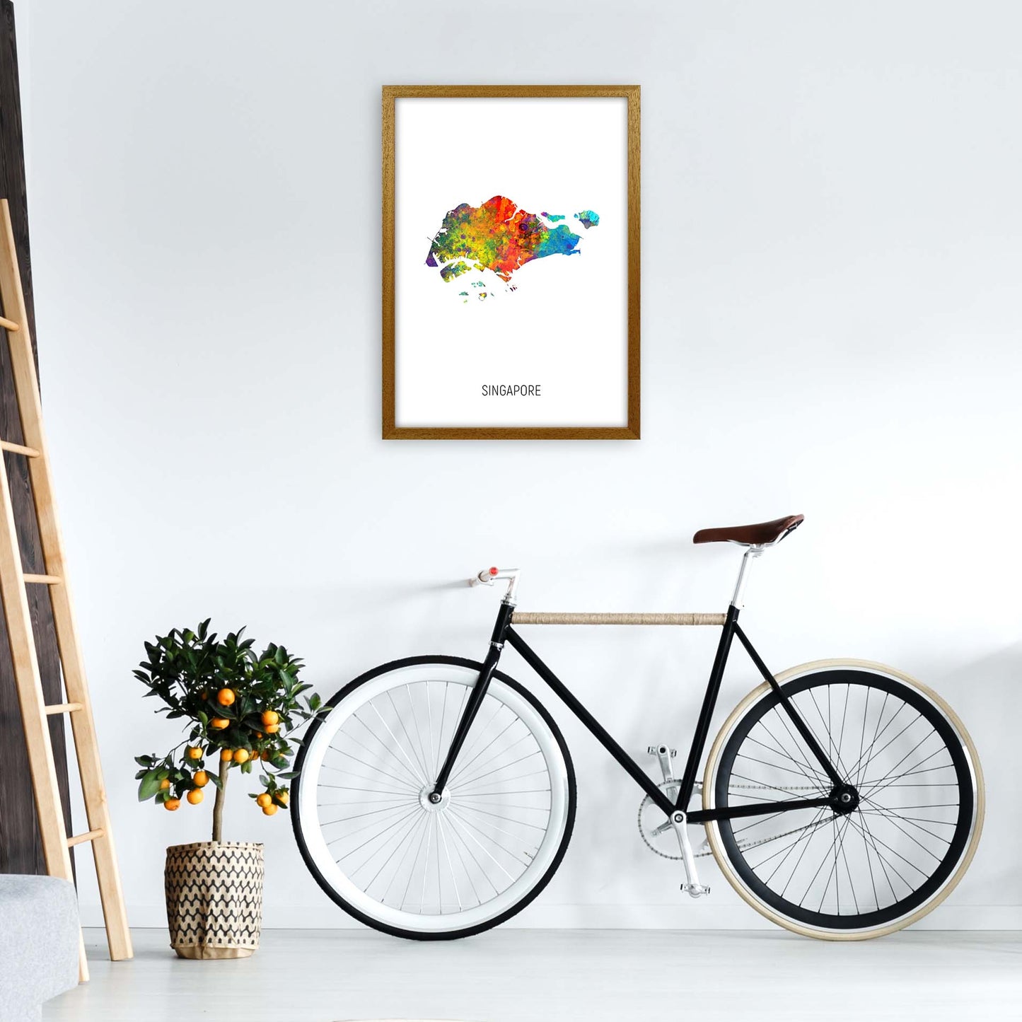 Singapore Watercolour Map Art Print by Michael Tompsett A2 Print Only