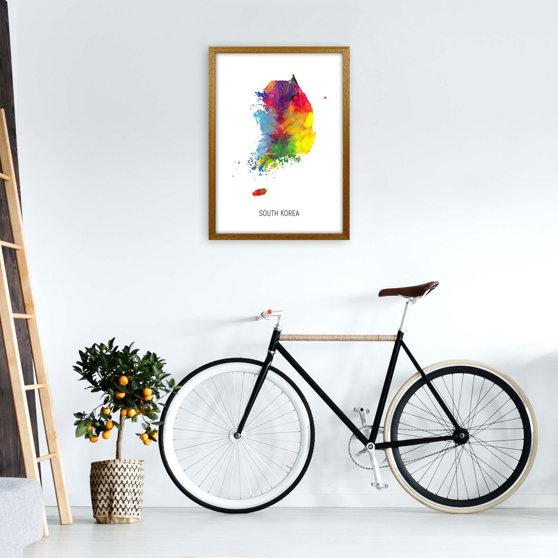 South Korea Watercolour Map Art Print by Michael Tompsett A2 Print Only
