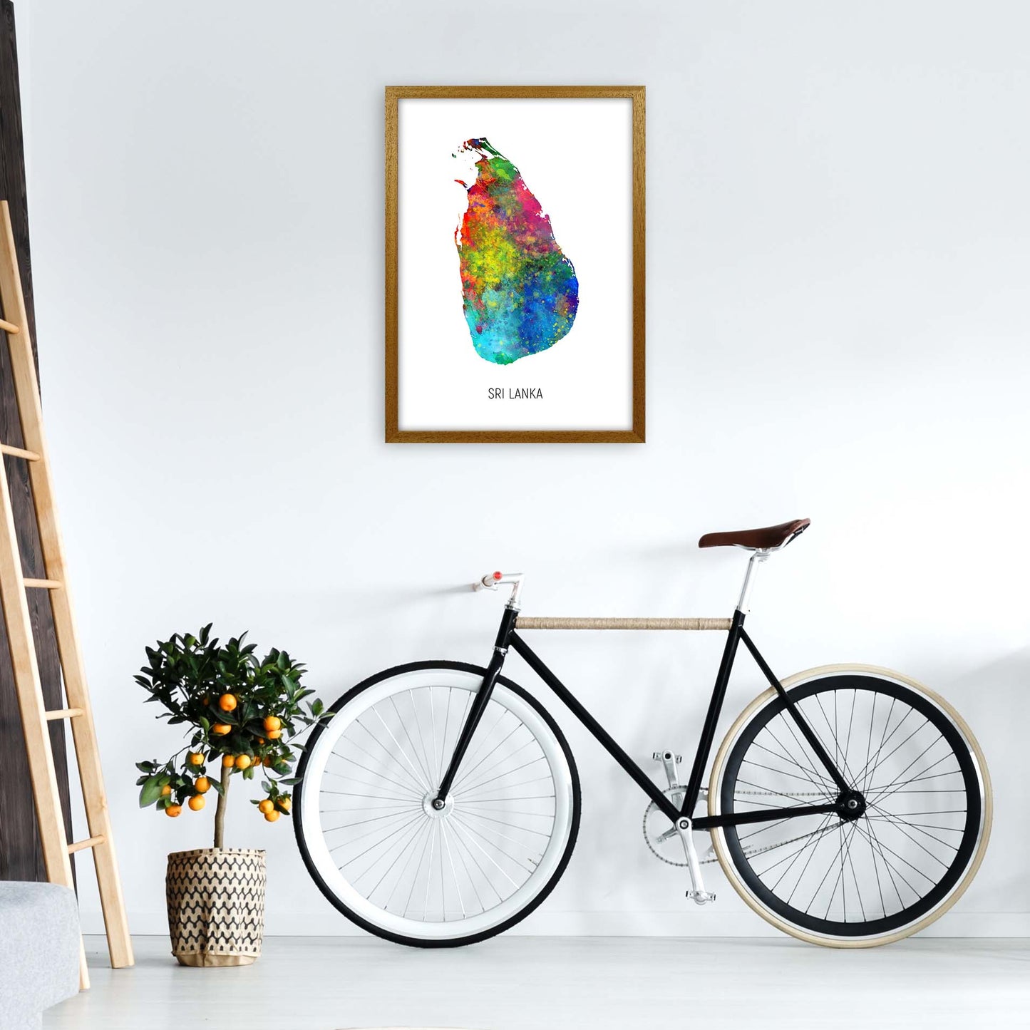 Sri Lanka Watercolour Map Art Print by Michael Tompsett A2 Print Only