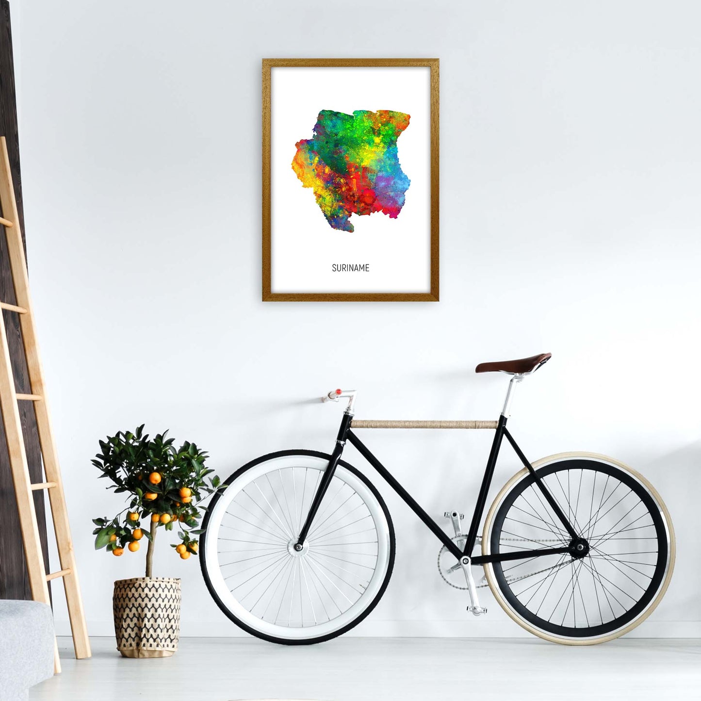 Suriname Watercolour Map Art Print by Michael Tompsett A2 Print Only