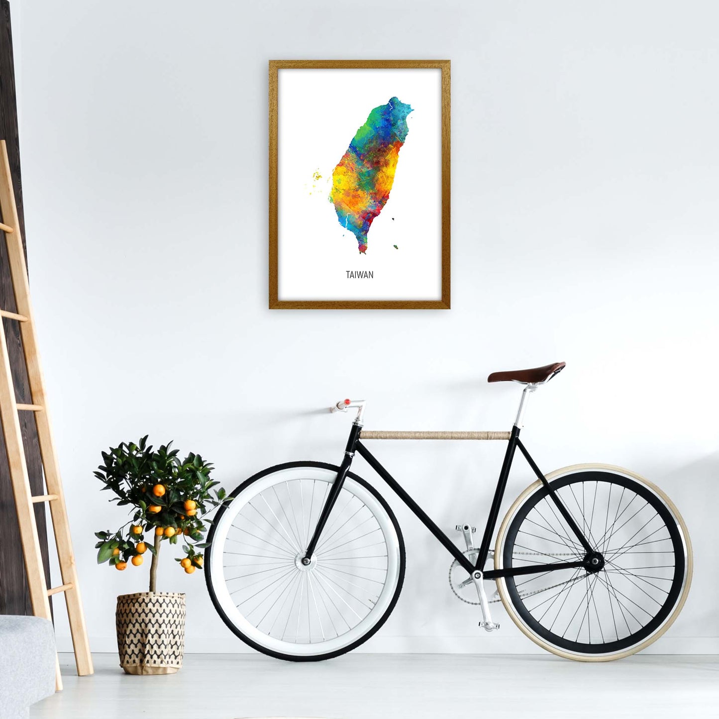 Taiwan Watercolour Map Art Print by Michael Tompsett A2 Print Only