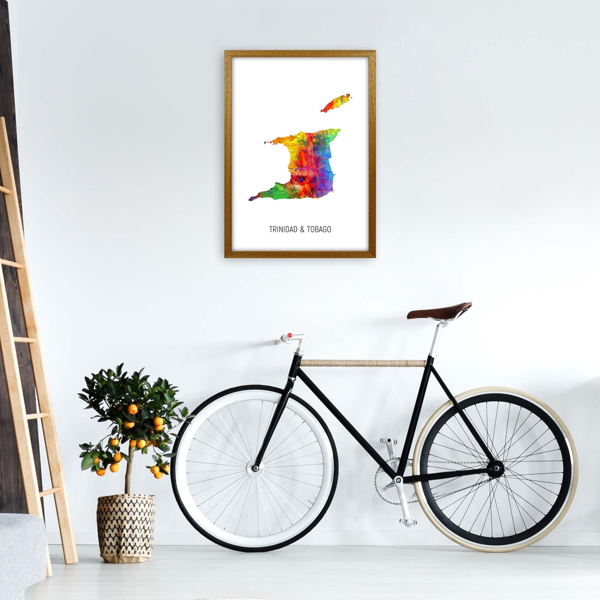 Trinidad And Tobago Watercolour Map Print by Michael Tompsett A2 Print Only