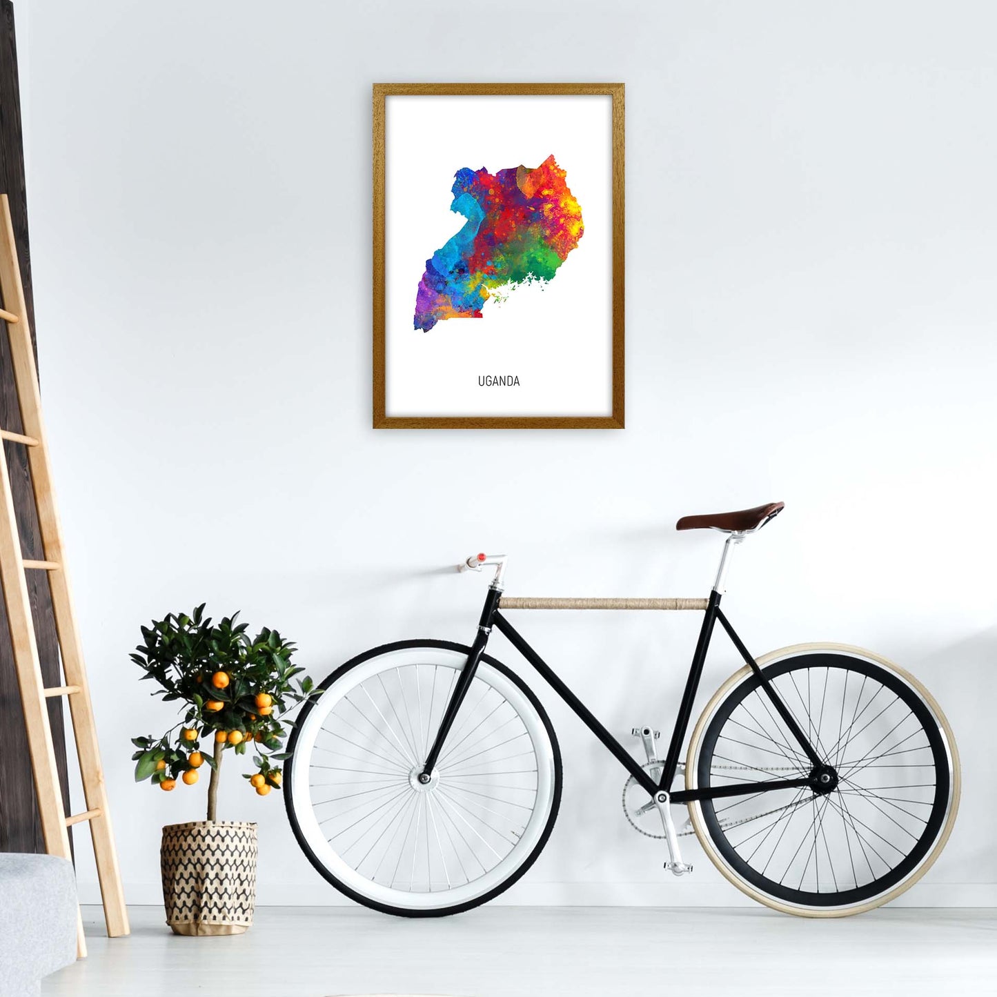 Uganda Watercolour Map Art Print by Michael Tompsett A2 Print Only